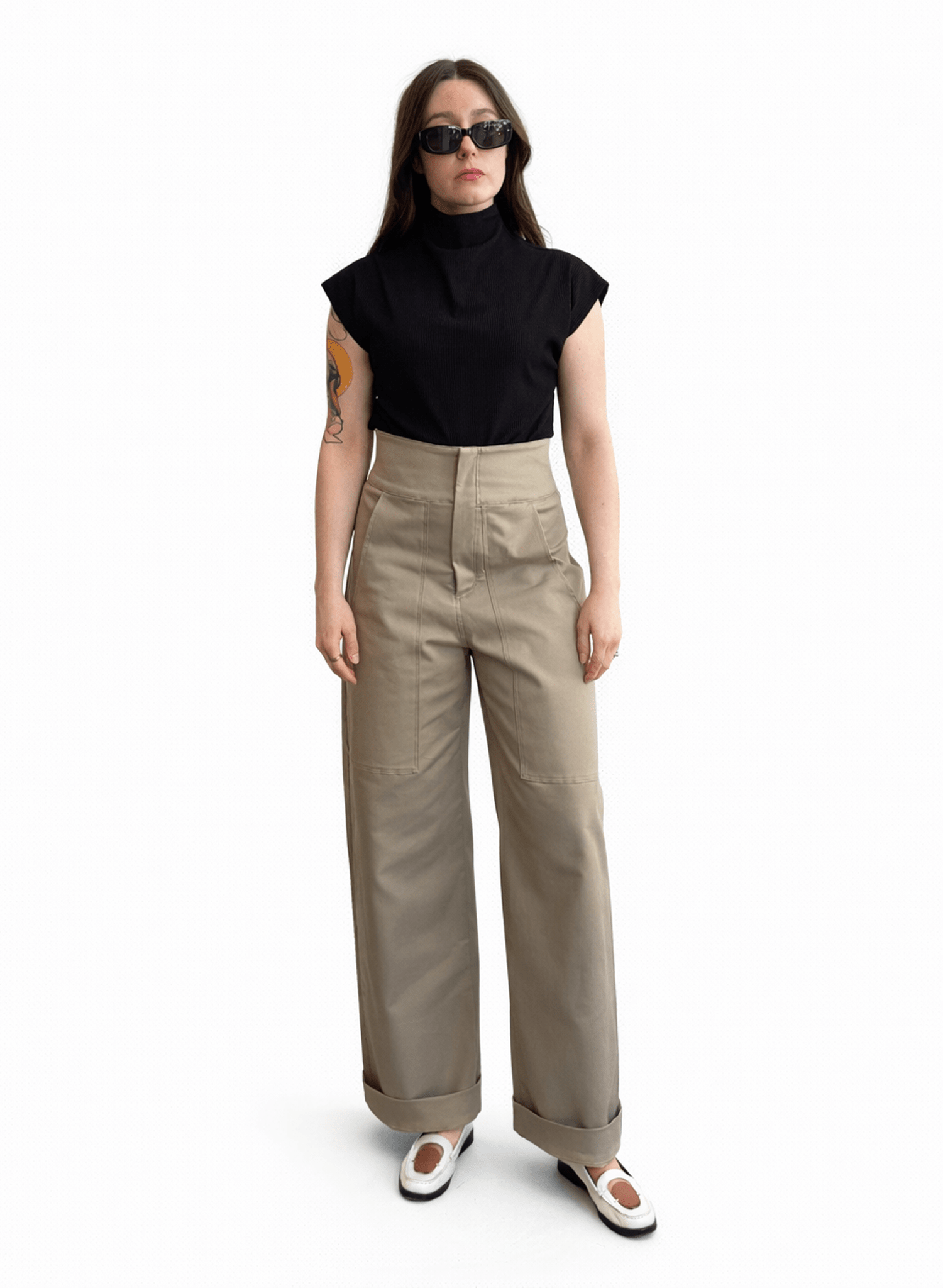 Women's Black High Waisted Carpenter Pants | Meg