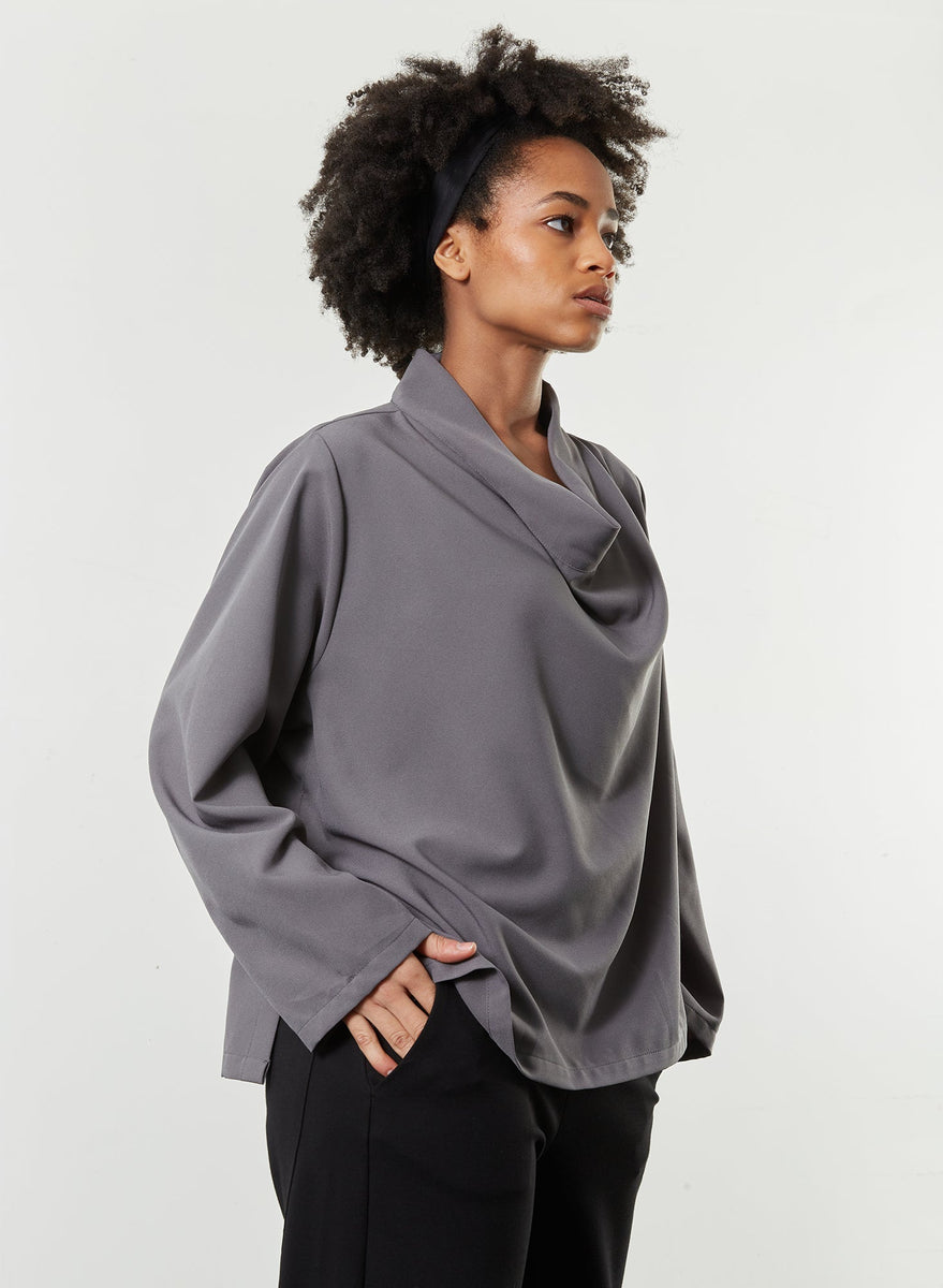 Gusset Sleeve Top Grey Meg