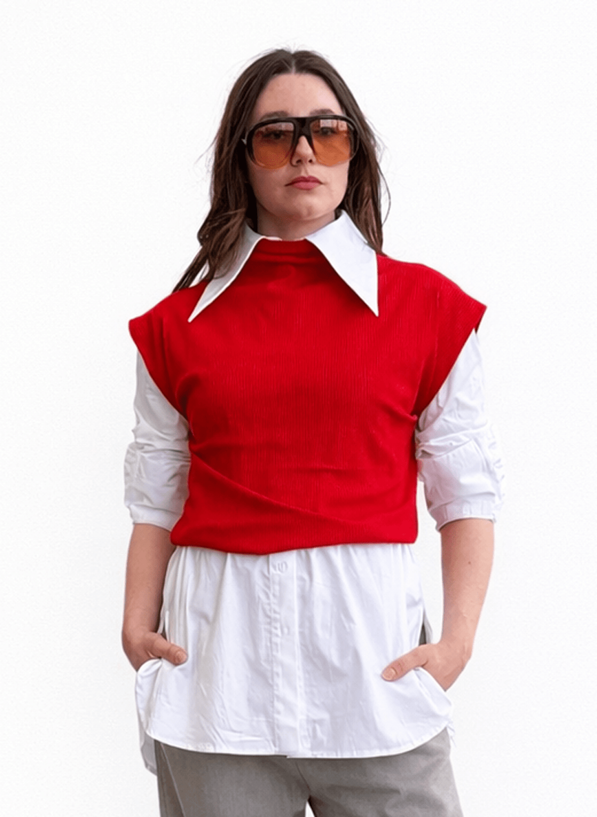 Sleeveless Skinny Top - Scarlet - Meg