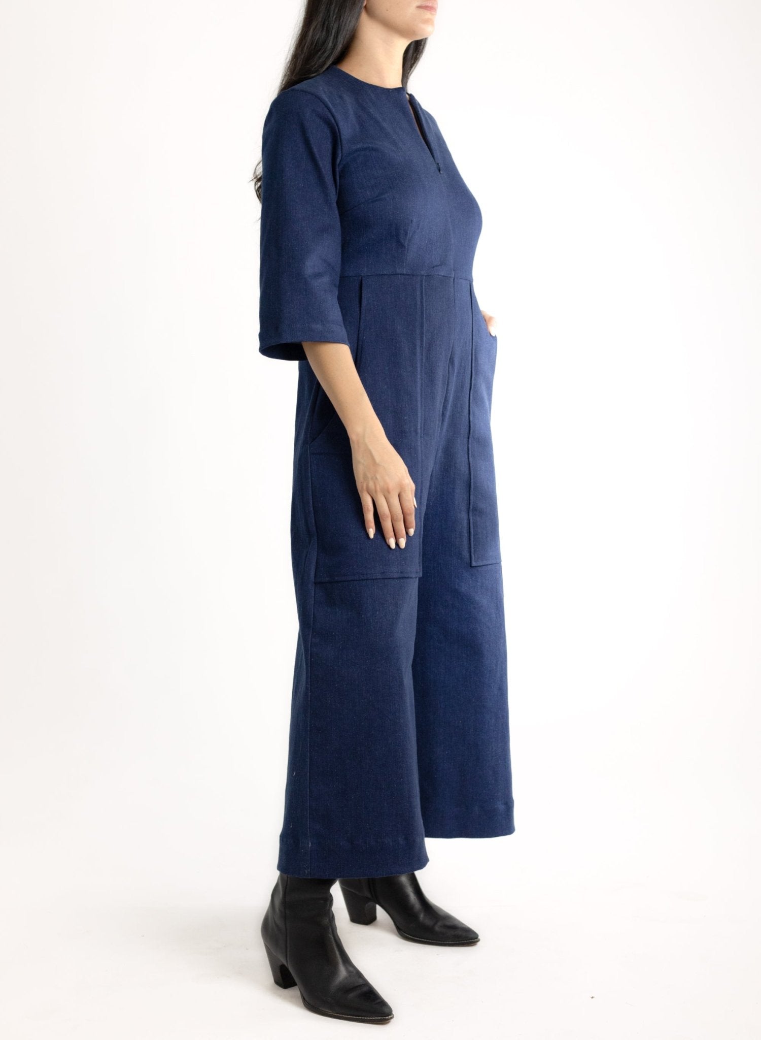 Black Zip Up Front Jumpsuit for Women Meg1