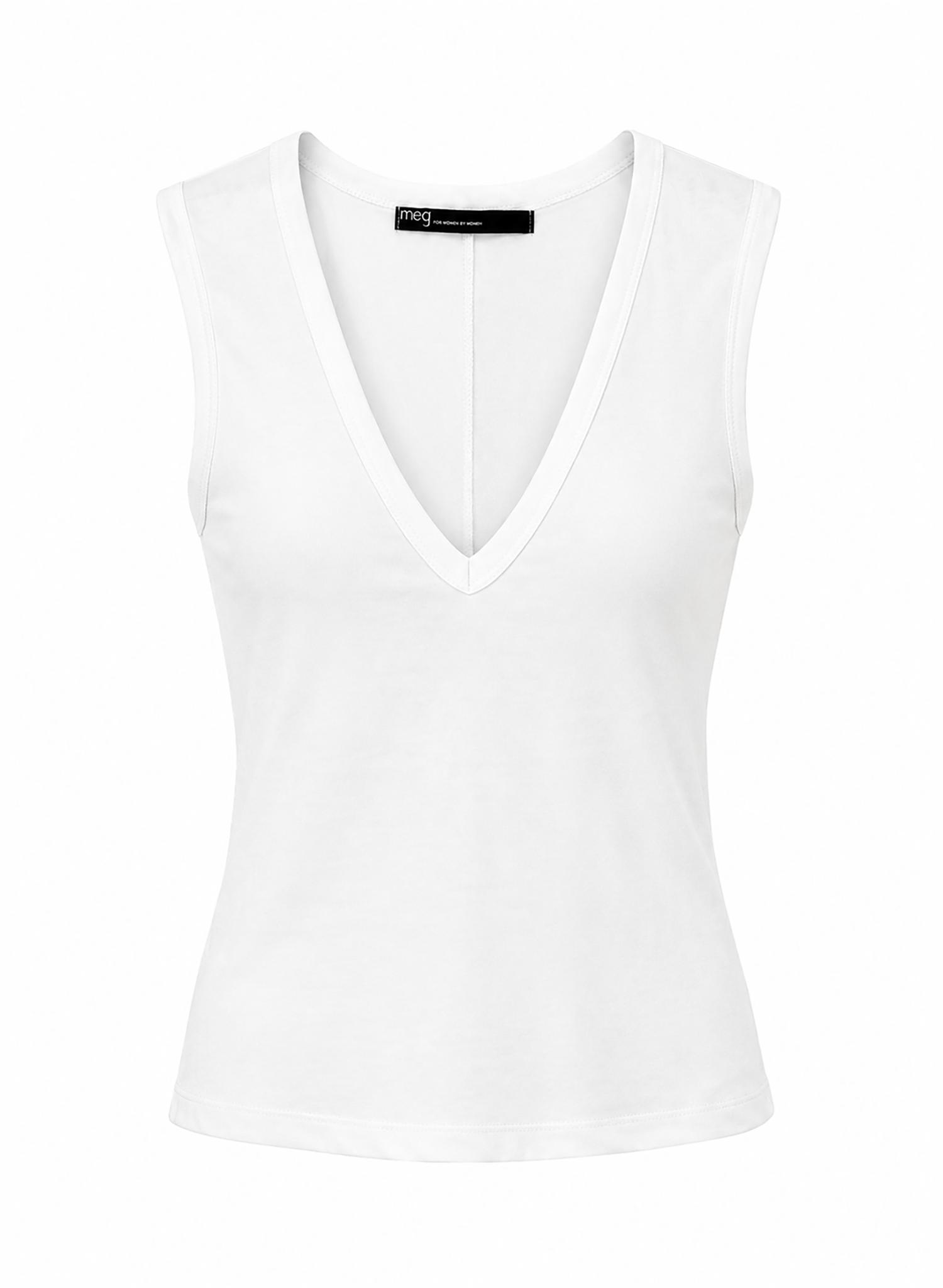 Fitted V-Neck Tank - White