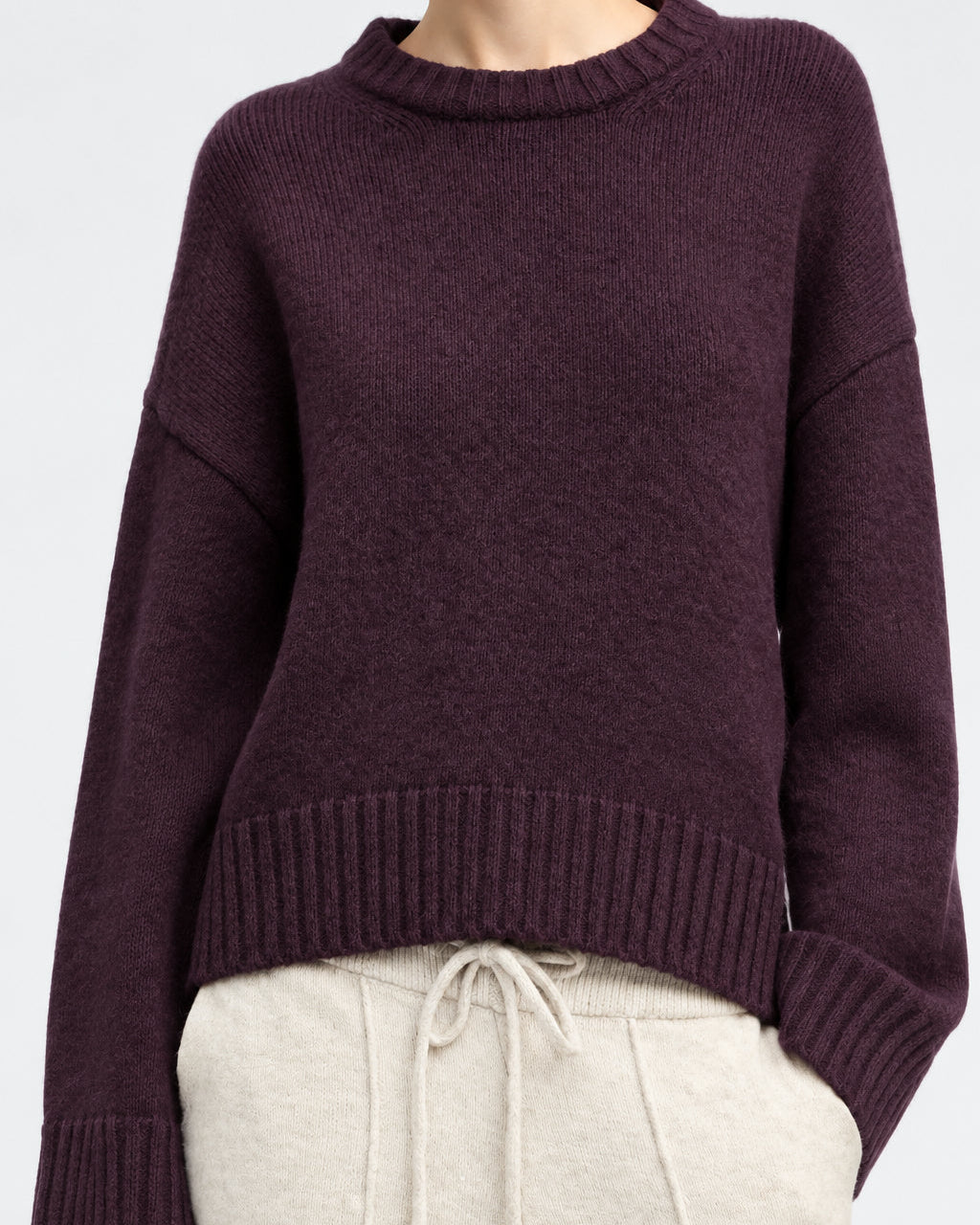 Chunky Crewneck Sweater - Plum