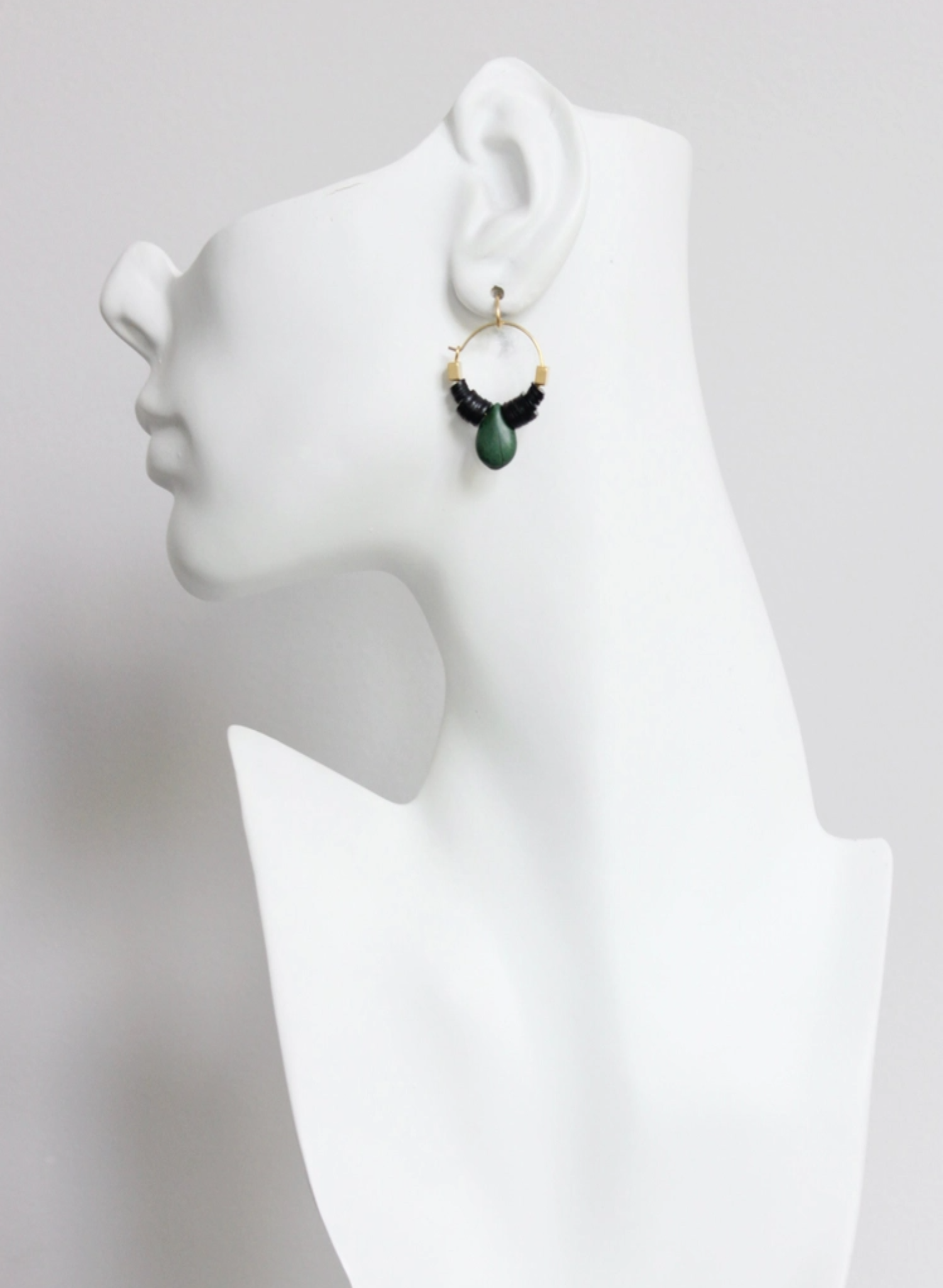 David Aubrey -  Green Teardrop Hoops