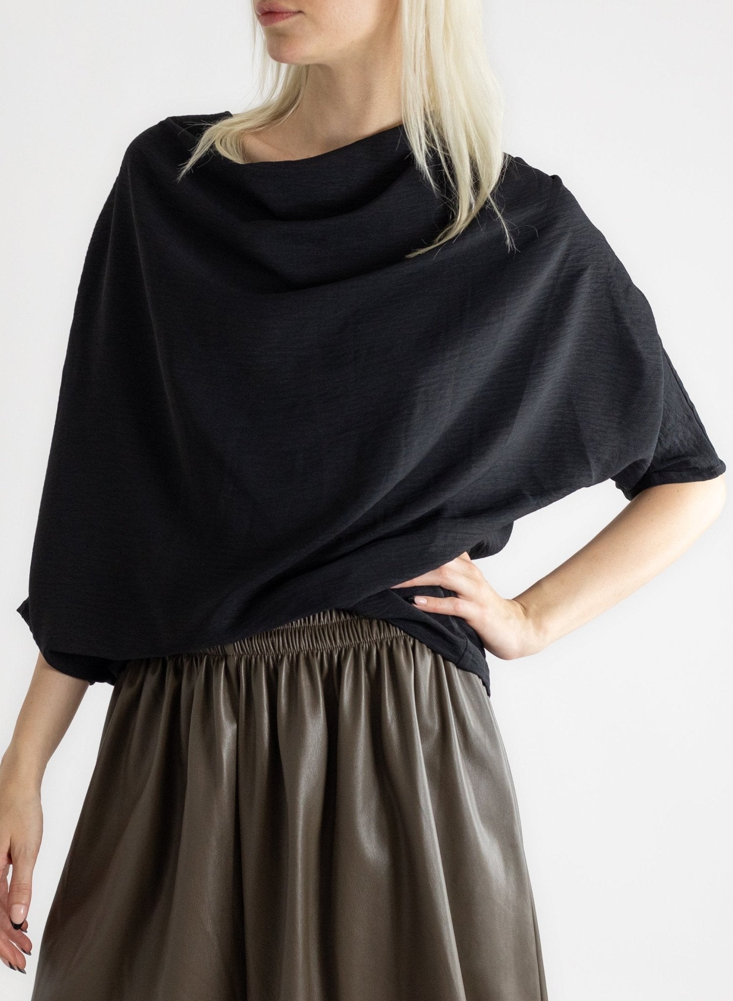 Abstraction Cowl Top - Black - Meg