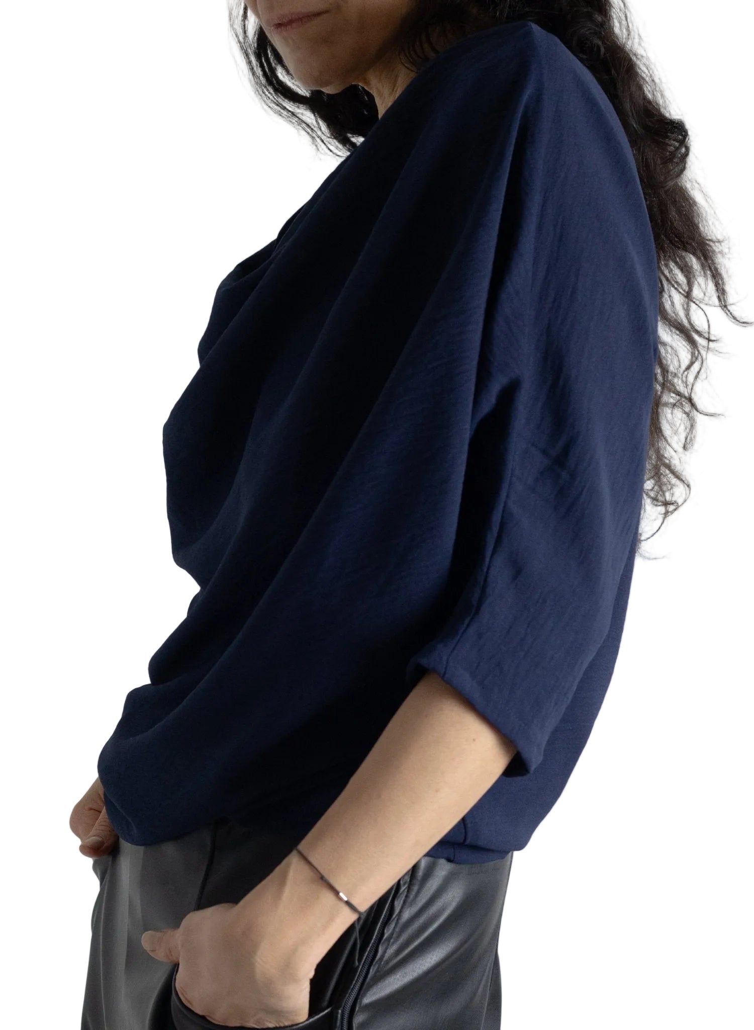 Abstraction Cowl Top - Navy - Meg