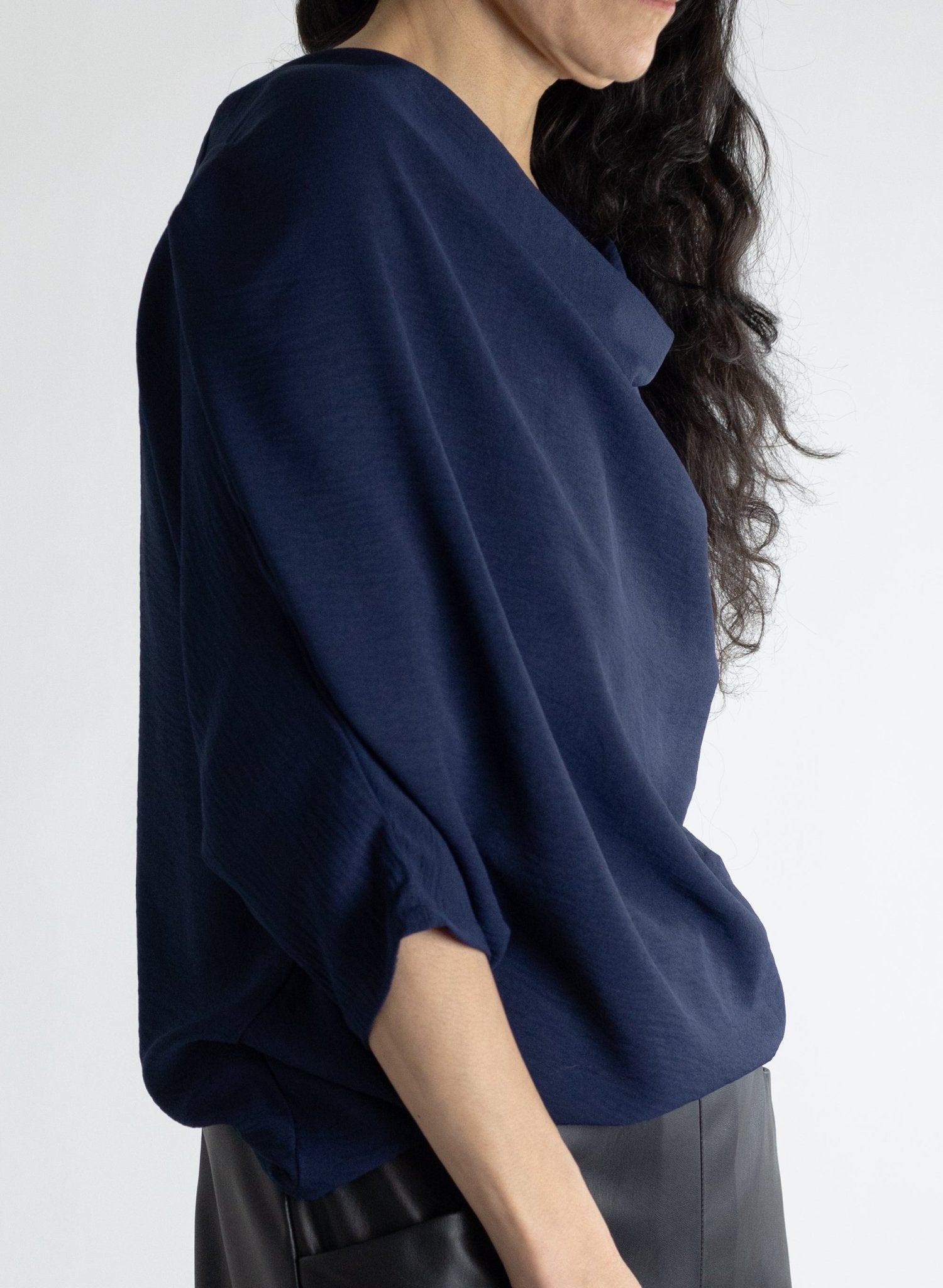 Abstraction Cowl Top - Navy - Meg