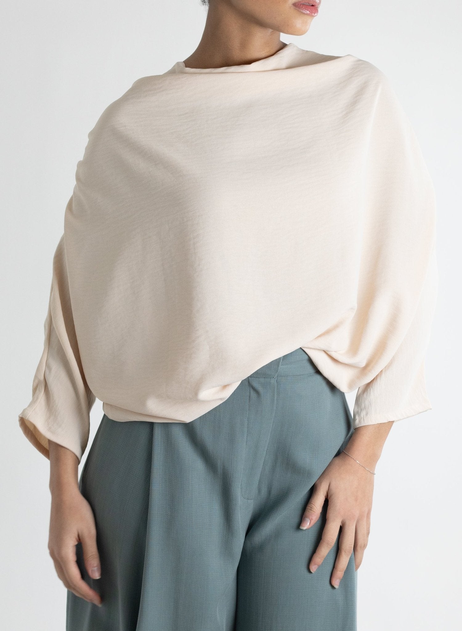 Abstraction Cowl Top - Oatmeal - Meg