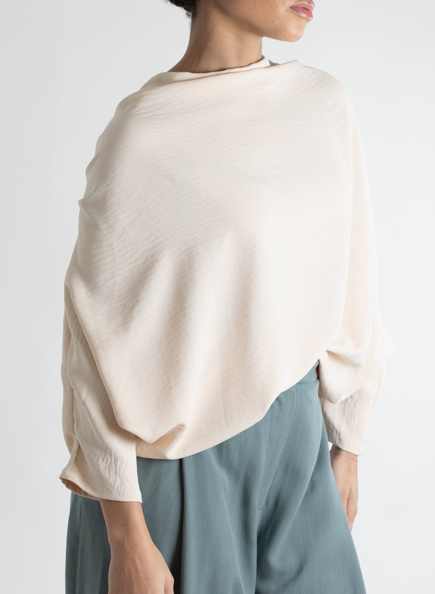 Abstraction Cowl Top - Oatmeal - Meg