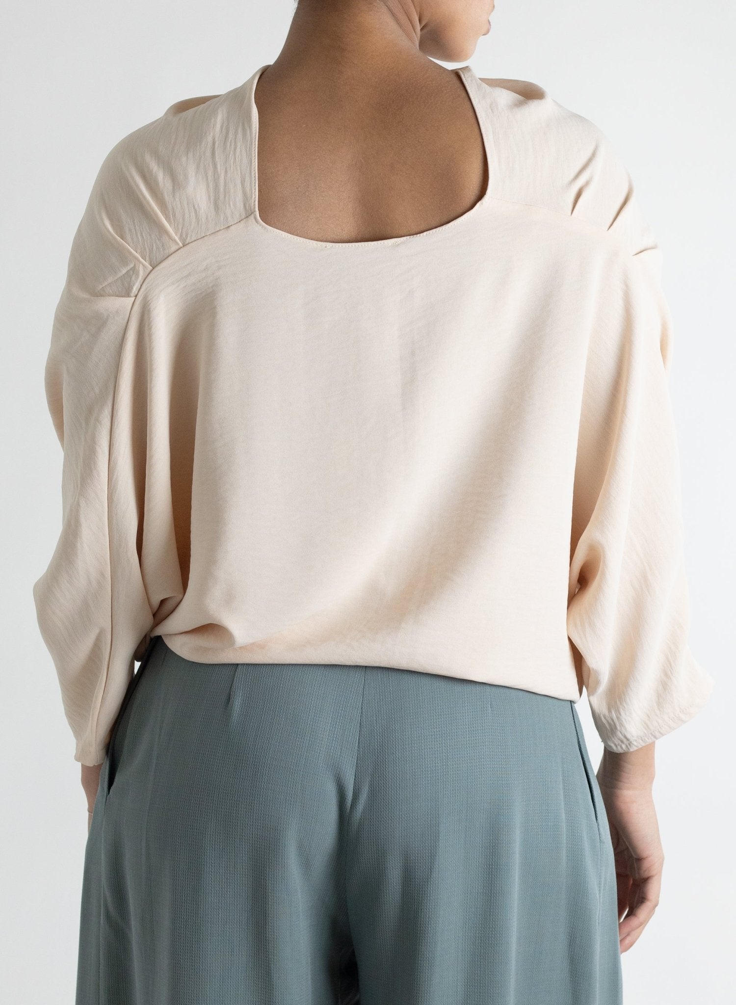 Abstraction Cowl Top - Oatmeal - Meg