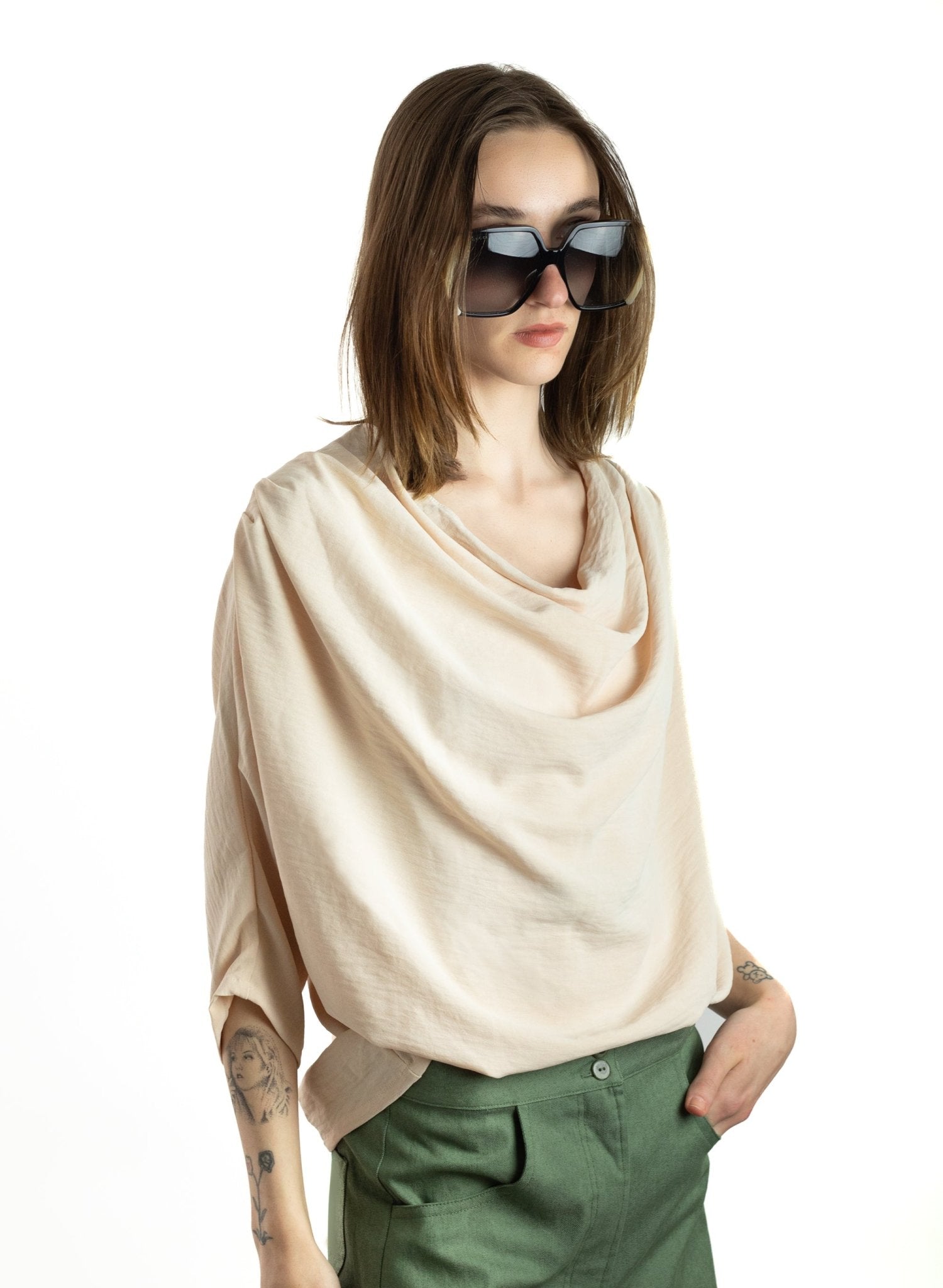 Abstraction Cowl Top (RESALE ITEM) - Oatmeal - M/L - Meg