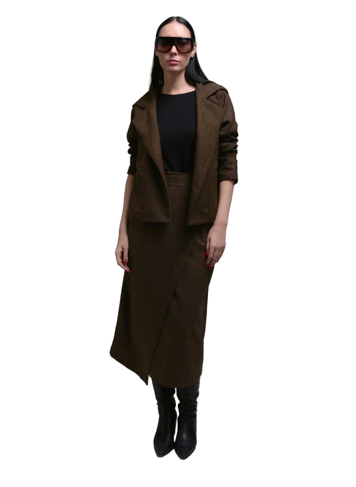 Atlas Hooded Jacket - Brown Herringbone - Meg