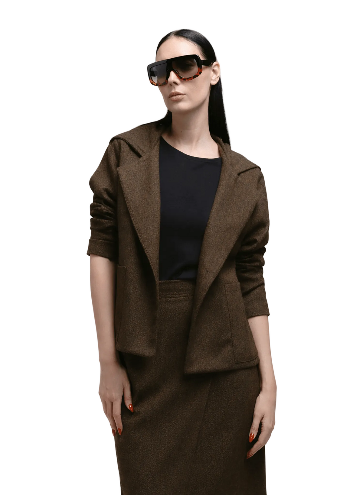 Atlas Hooded Jacket - Brown Herringbone - Meg