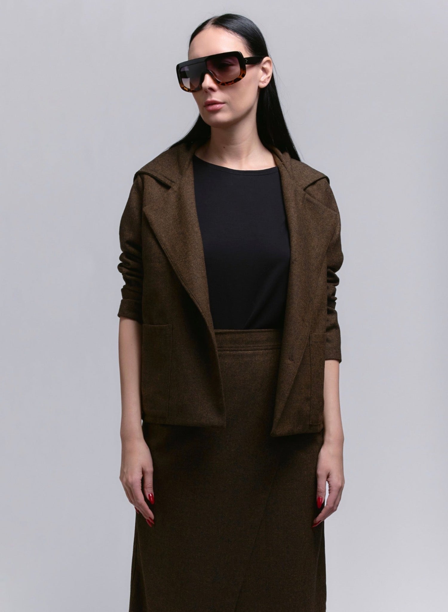 Atlas Hooded Jacket - Brown Herringbone - Meg