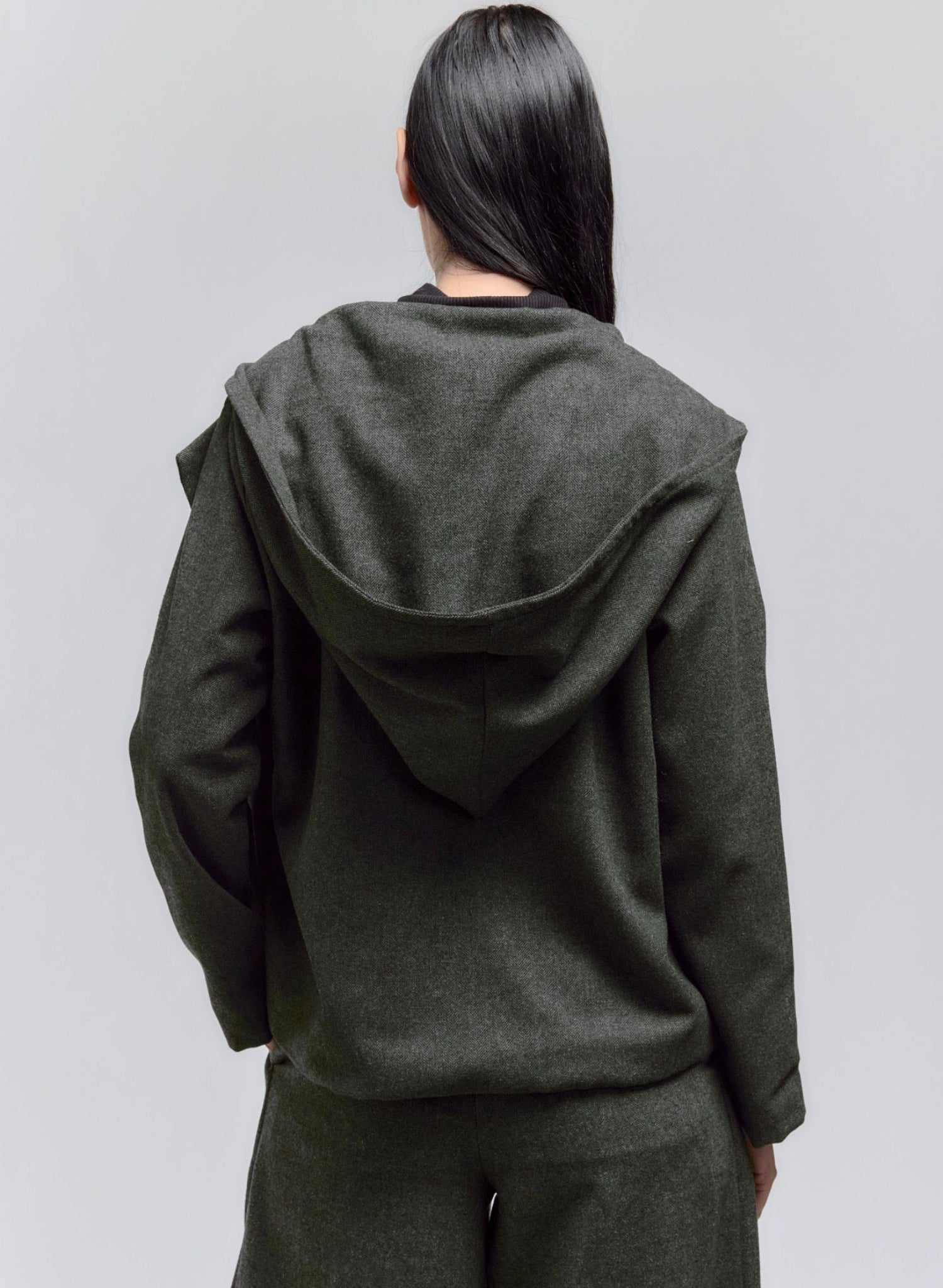 Atlas Hooded Jacket - Olive Herringbone - Meg