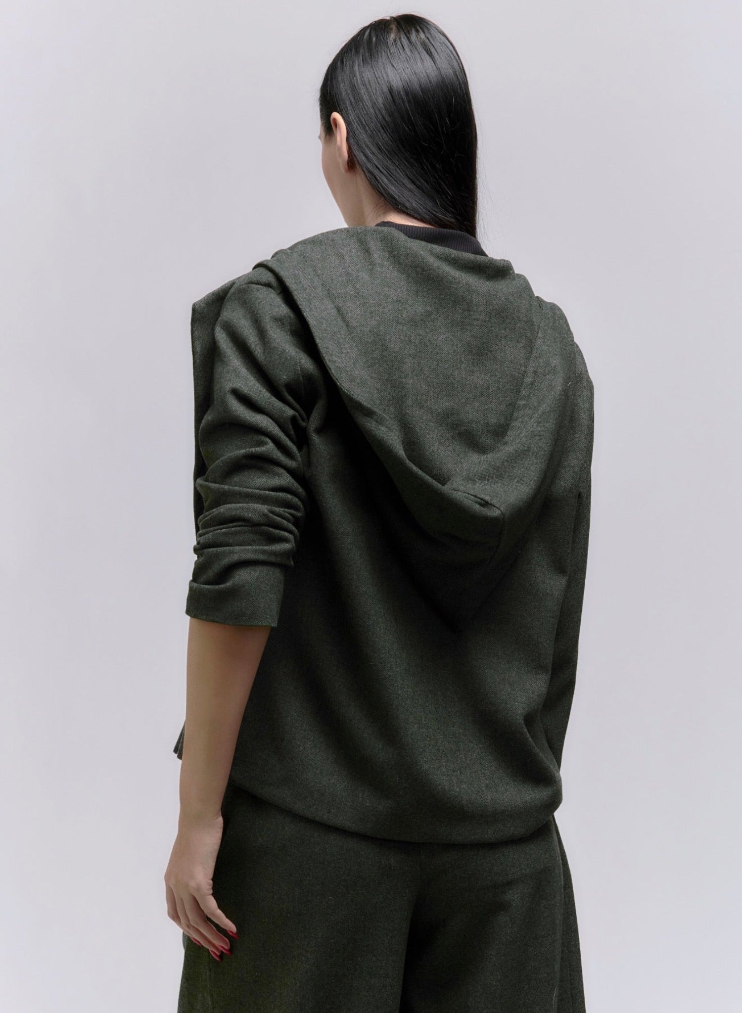 Atlas Hooded Jacket - Olive Herringbone - Meg