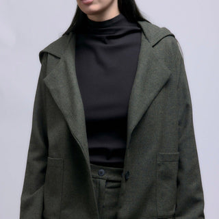 Atlas Hooded Jacket - Olive Herringbone - Meg