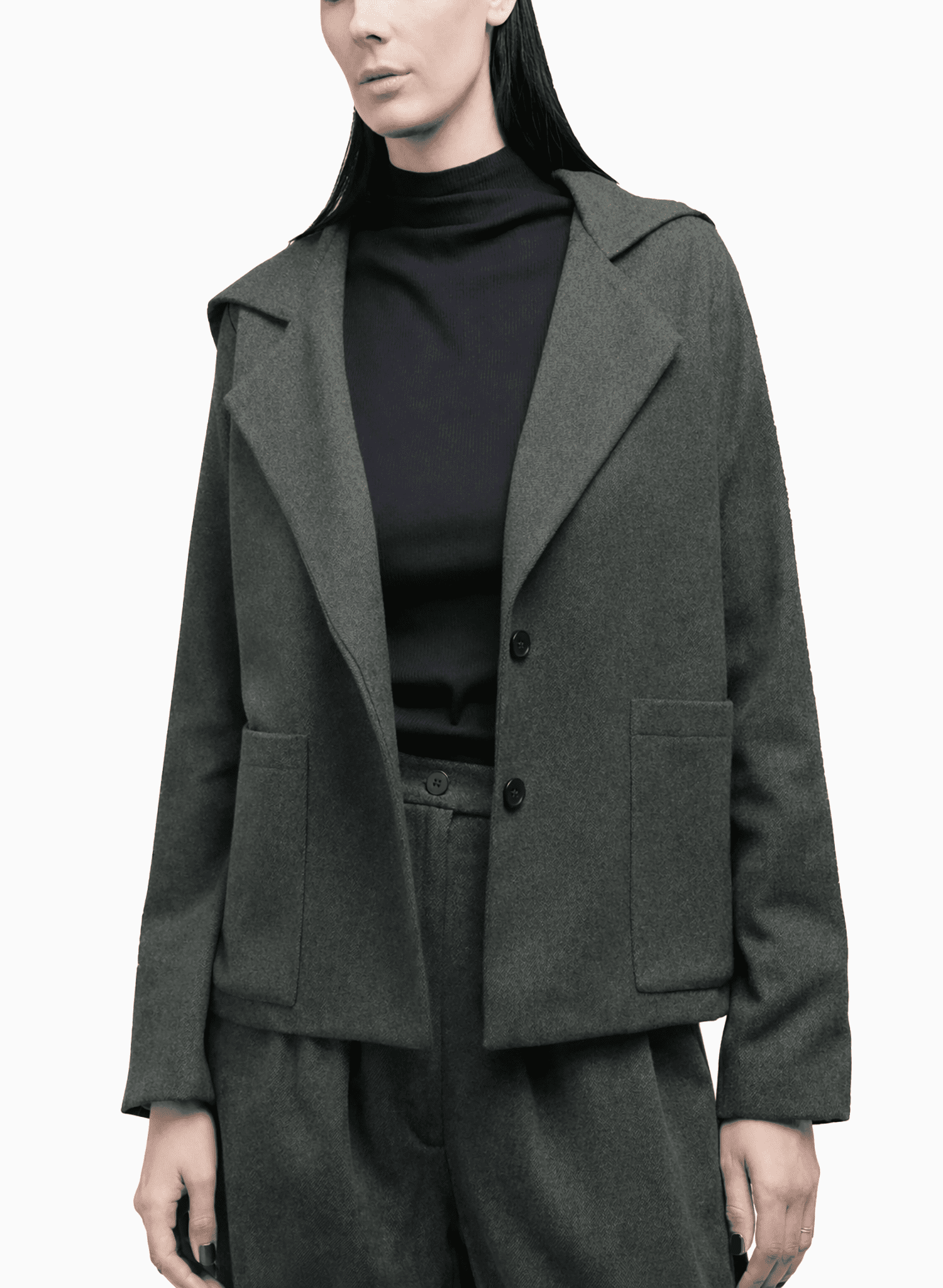 Atlas Hooded Jacket - Olive Herringbone - Meg