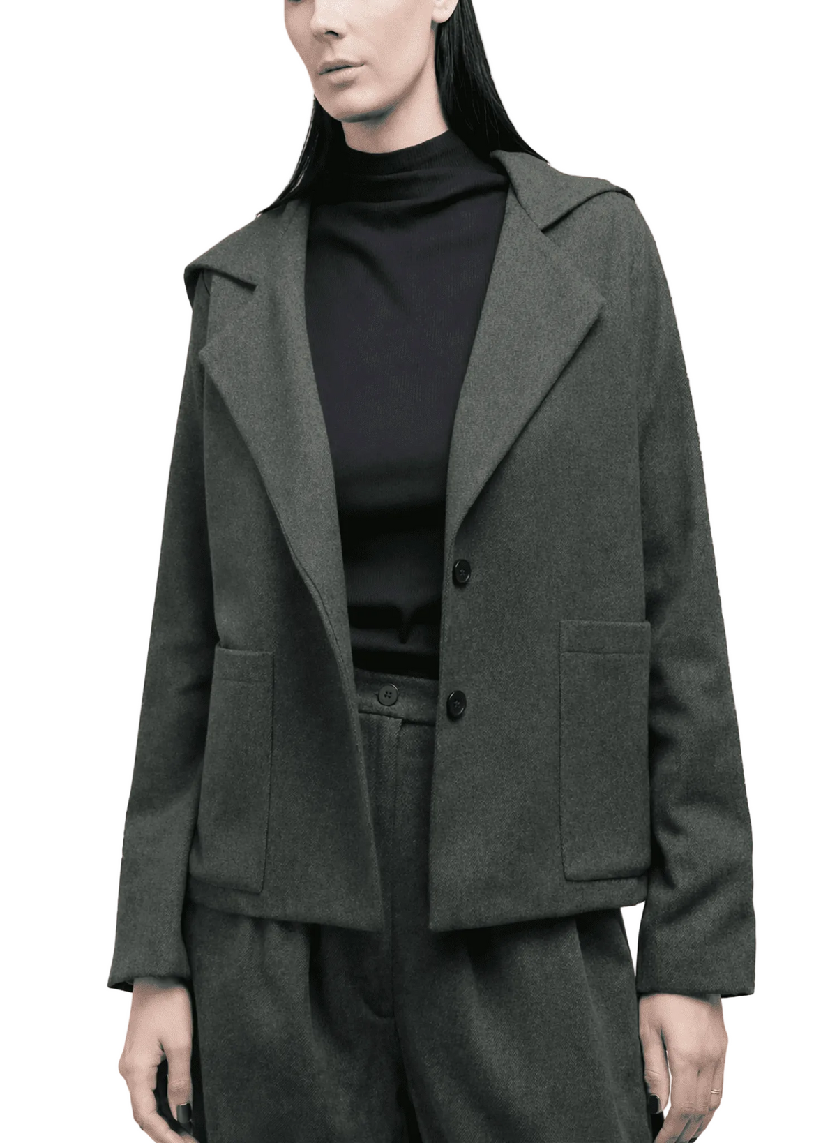 Atlas Hooded Jacket - Olive Herringbone - Meg