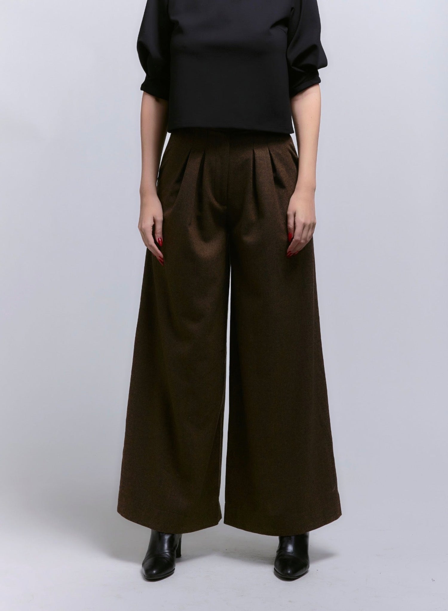 Atlas Slouchy Trouser - Brown Herringbone - Meg
