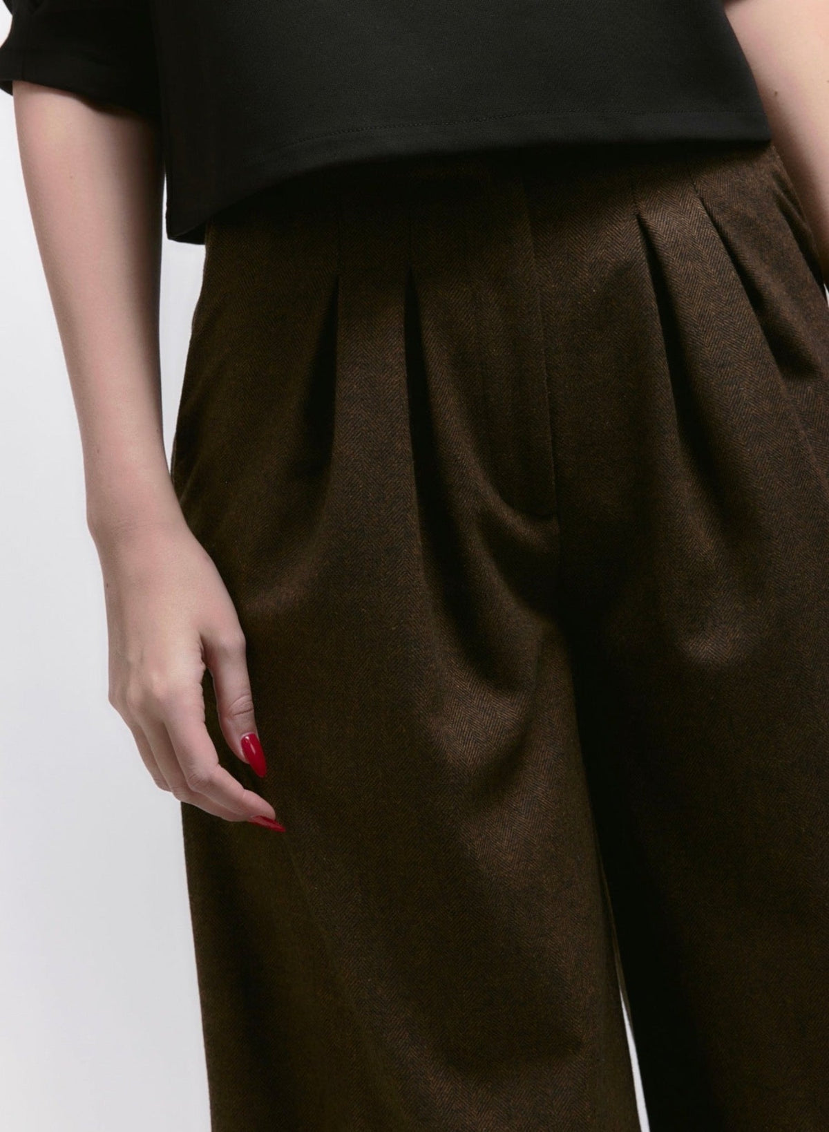 Atlas Slouchy Trouser - Brown Herringbone - Meg