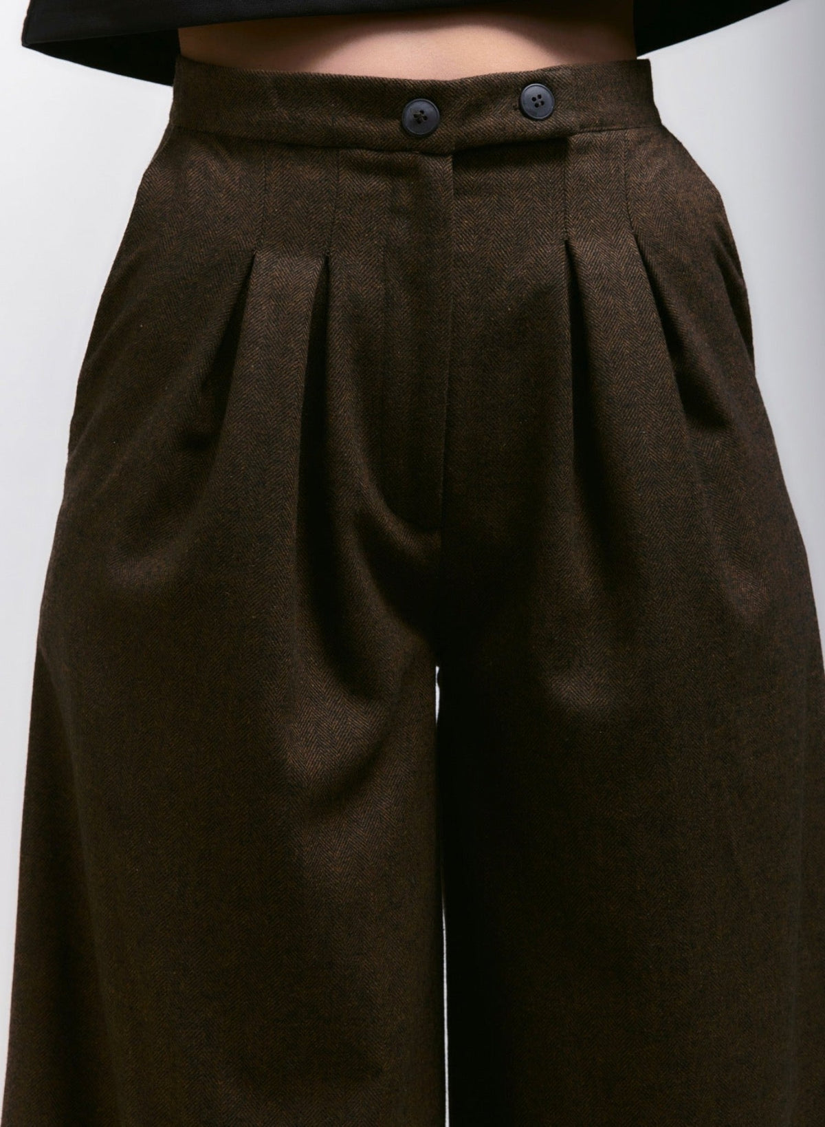 Atlas Slouchy Trouser - Brown Herringbone - Meg