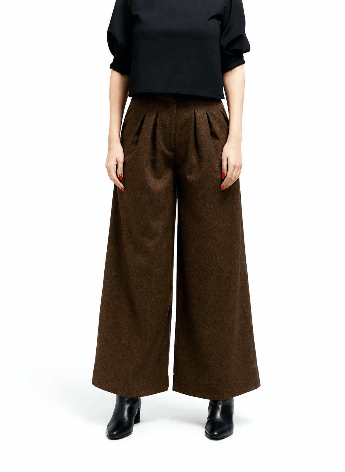 Atlas Slouchy Trouser - Brown Herringbone - Meg
