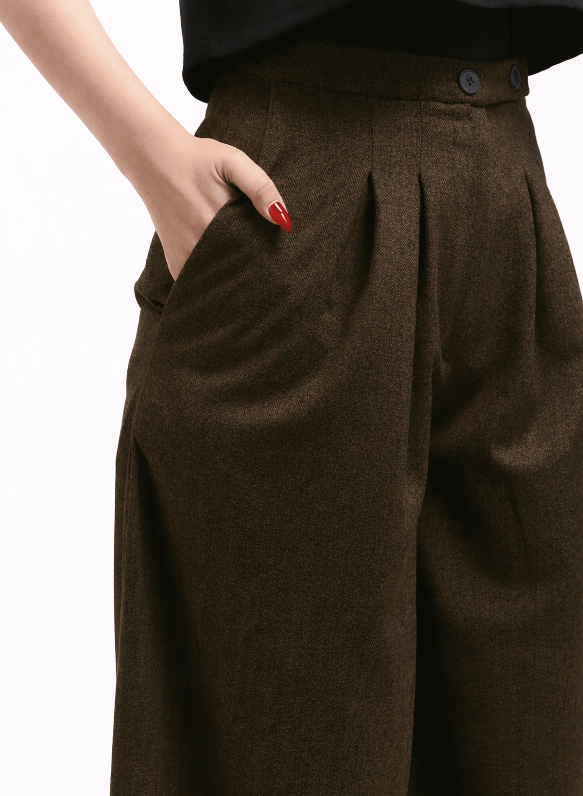 Atlas Slouchy Trouser - Brown Herringbone - Meg