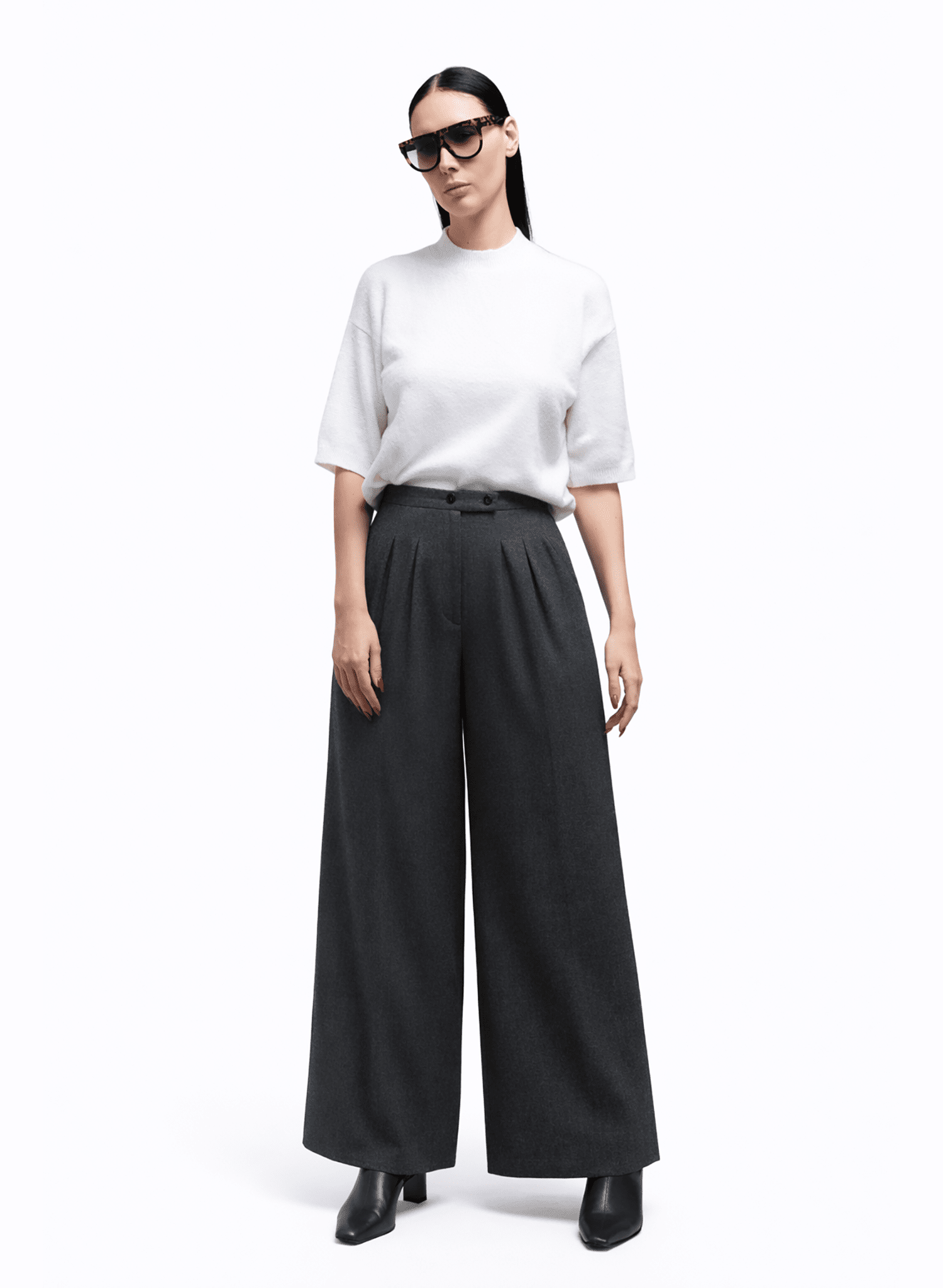Atlas Slouchy Trouser - Grey Herringbone - Meg