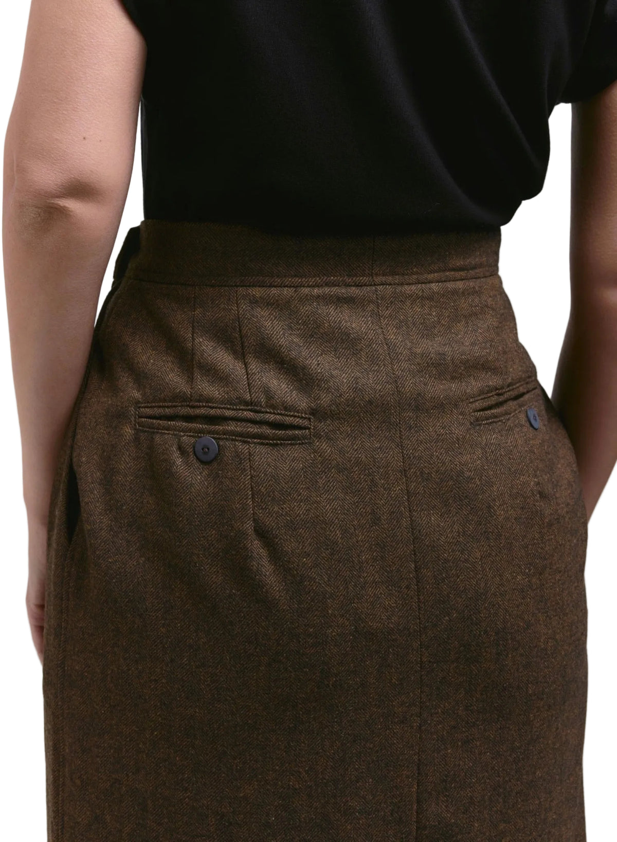 Atlas Wrap Skirt - Brown Herringbone - Meg