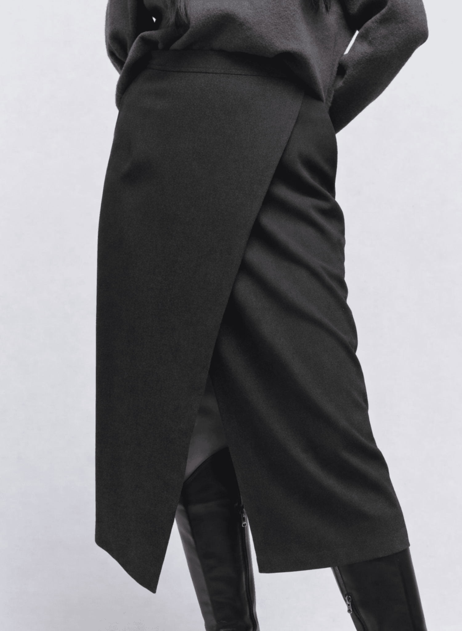 Atlas Wrap Skirt - Olive Herringbone - Meg