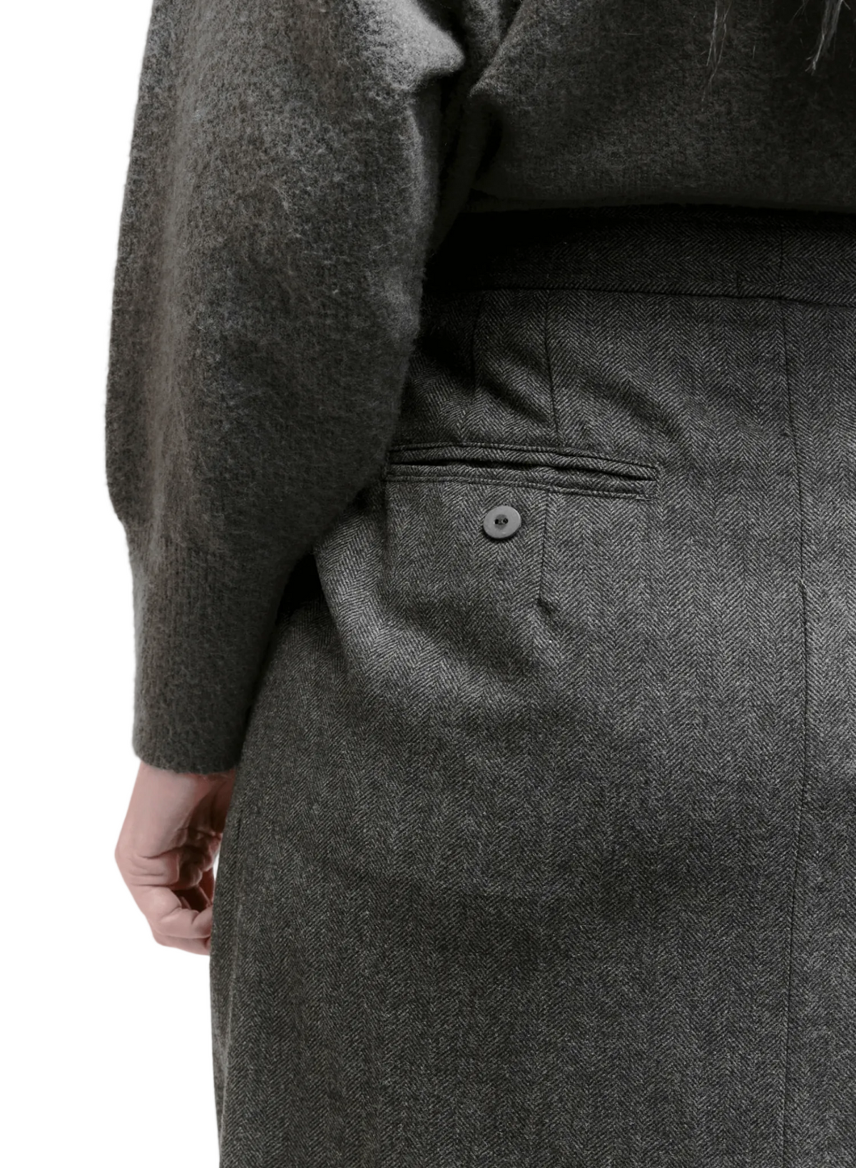 Atlas Wrap Skirt - Olive Herringbone - Meg