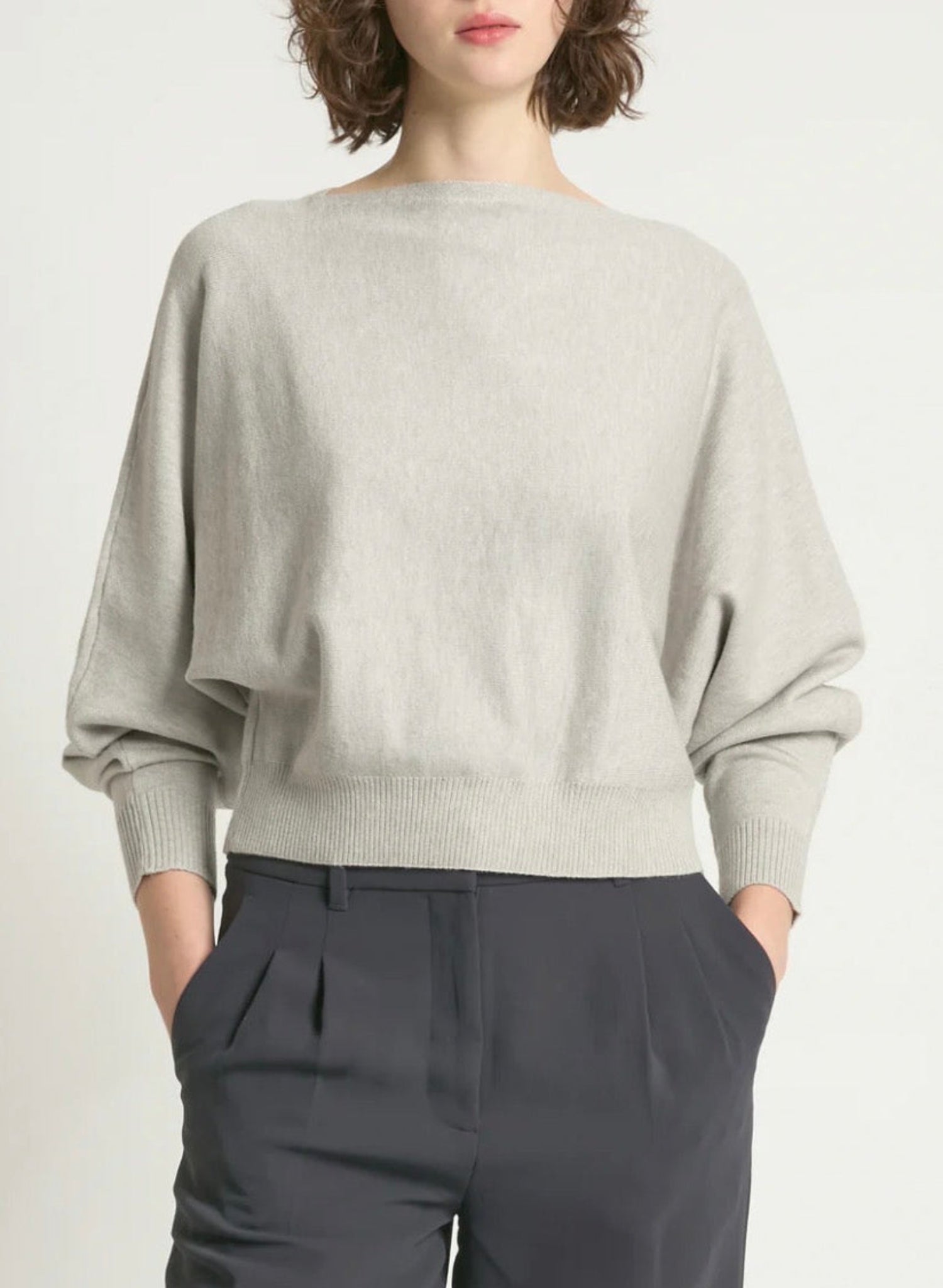 Aura Crop Sweater - Stone Grey - Meg