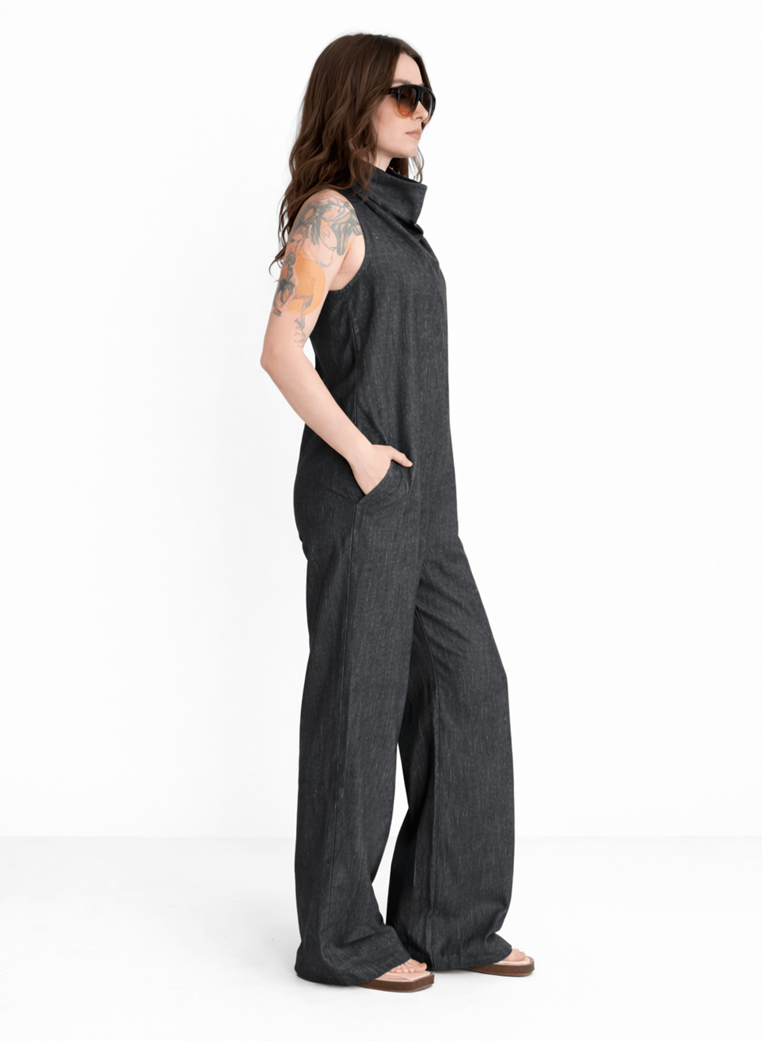 Bandana Jumpsuit - Black Denim - Meg