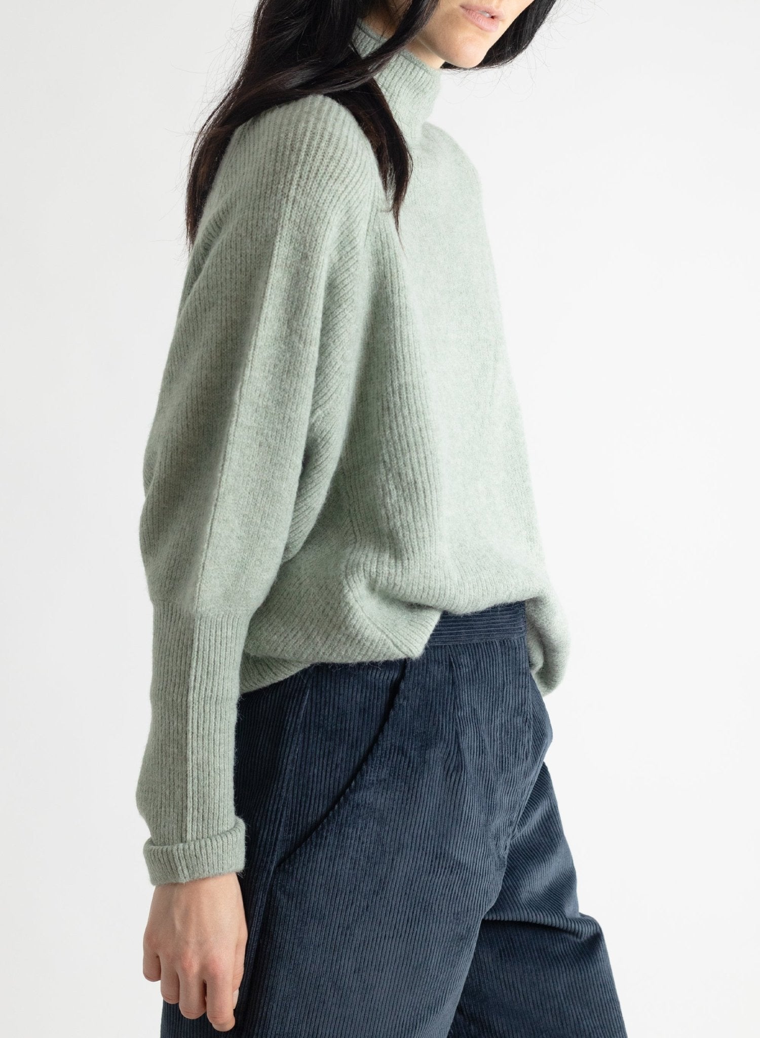 Batwing Turtleneck Sweater - Sage - Meg