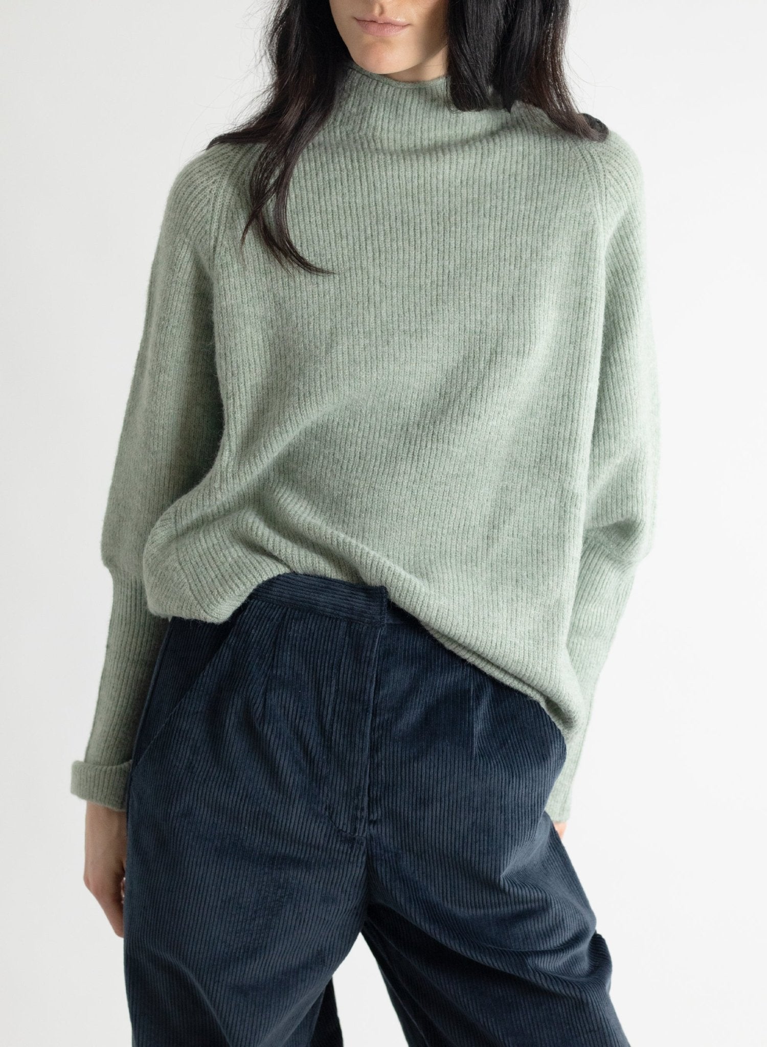 Batwing Turtleneck Sweater - Sage - Meg