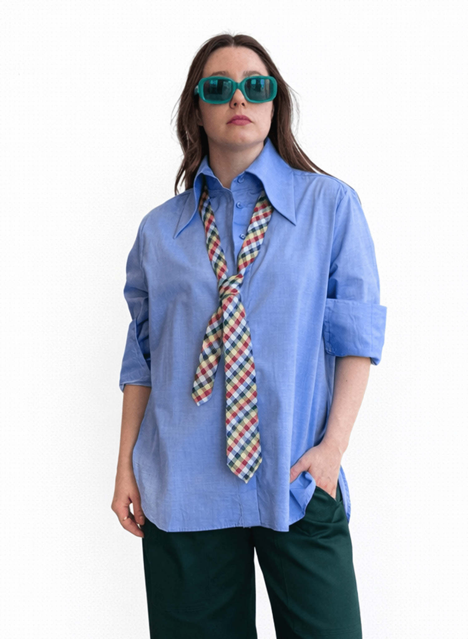 Big Collar Shirt - Blue - Meg