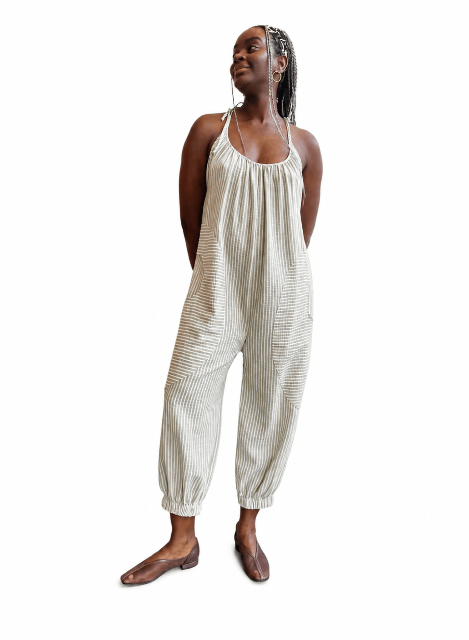 Bloomer Jumpsuit - Green Stripe - Meg