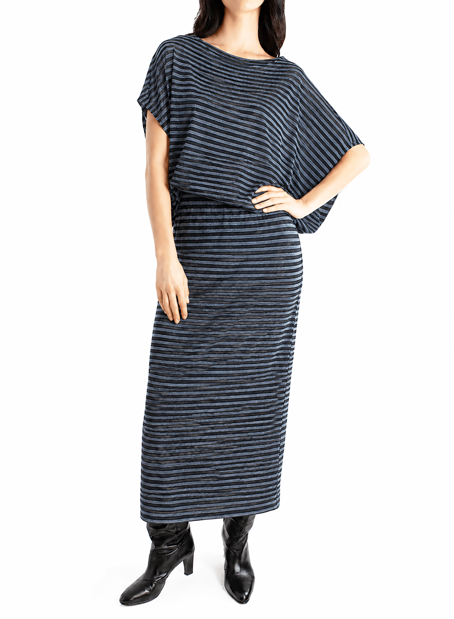 Blu's Gown - Blue & Black Stripe - Meg