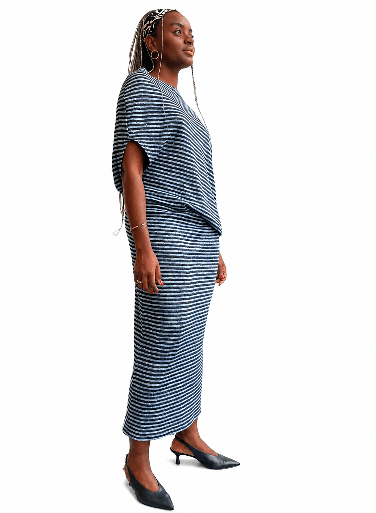 Blu's Gown - Blue &amp; Black Stripe - Meg