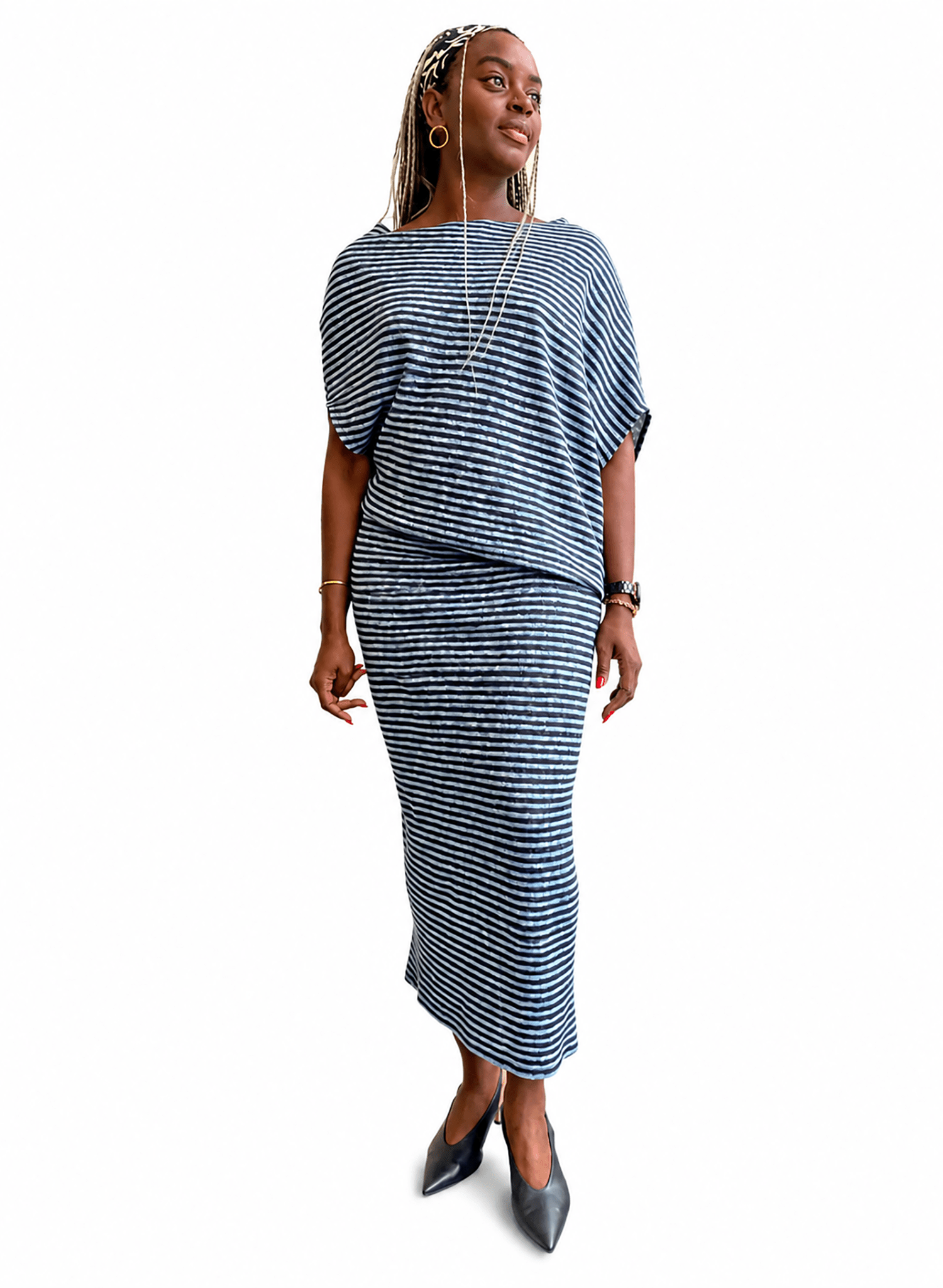 Blu's Gown - Blue &amp; Black Stripe - Meg
