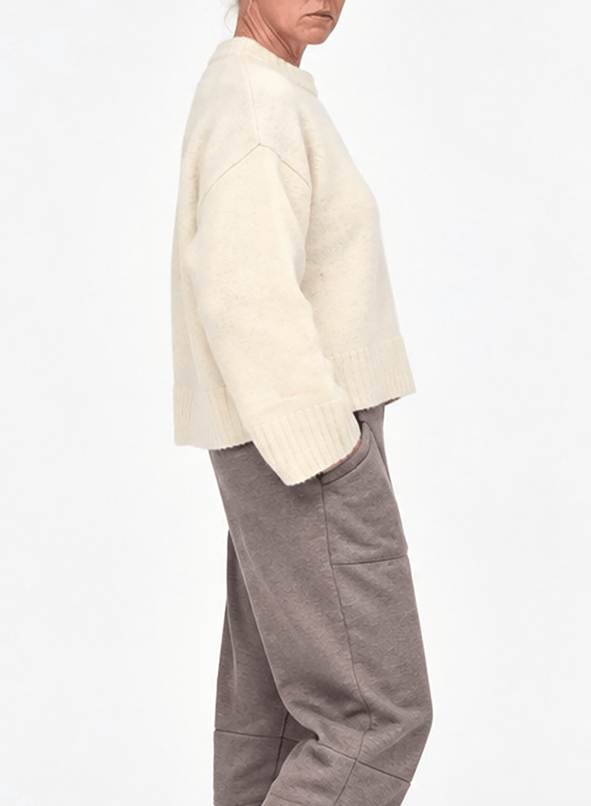 Chunky Crewneck Sweater - Beige - Meg