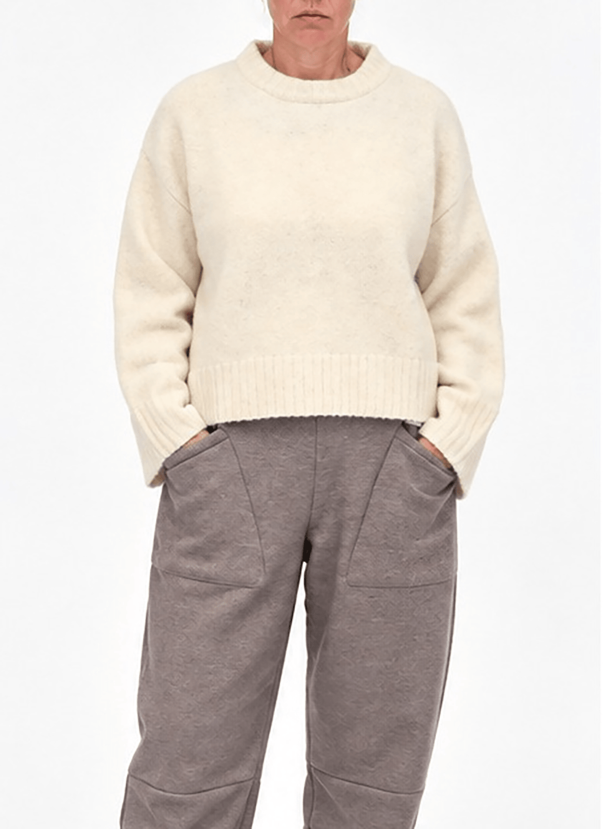 Chunky Crewneck Sweater - Beige - Meg