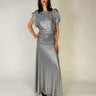 Knit Maxi Circle Skirt - Metallic Silver Long Skirt - Meg