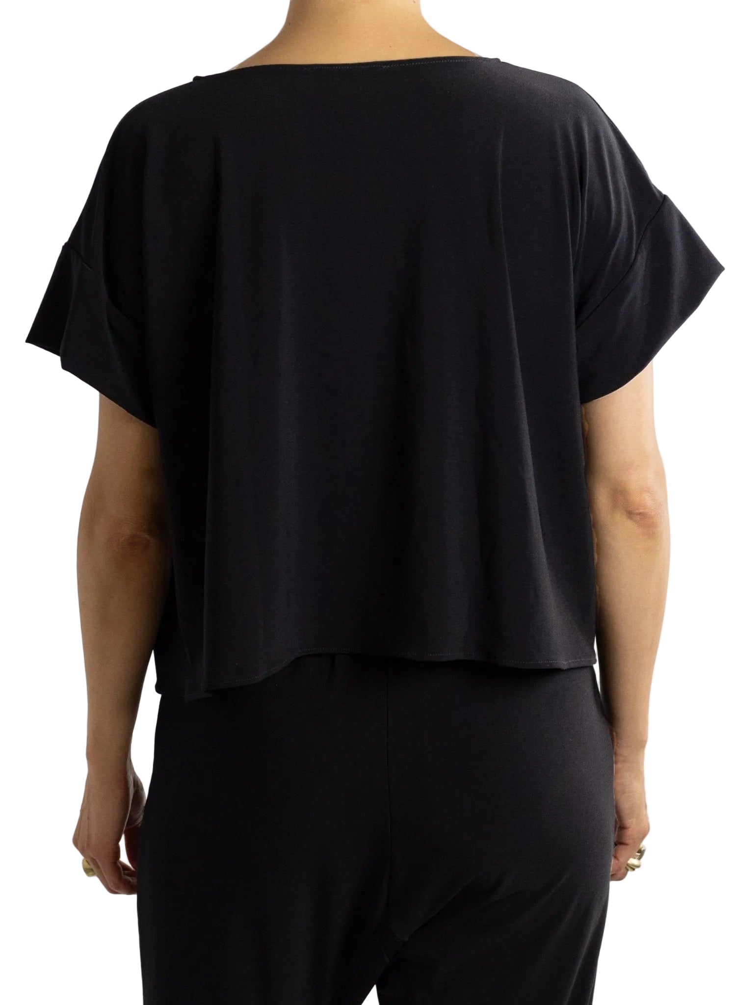 Cowl Neck Tee - Black - Meg