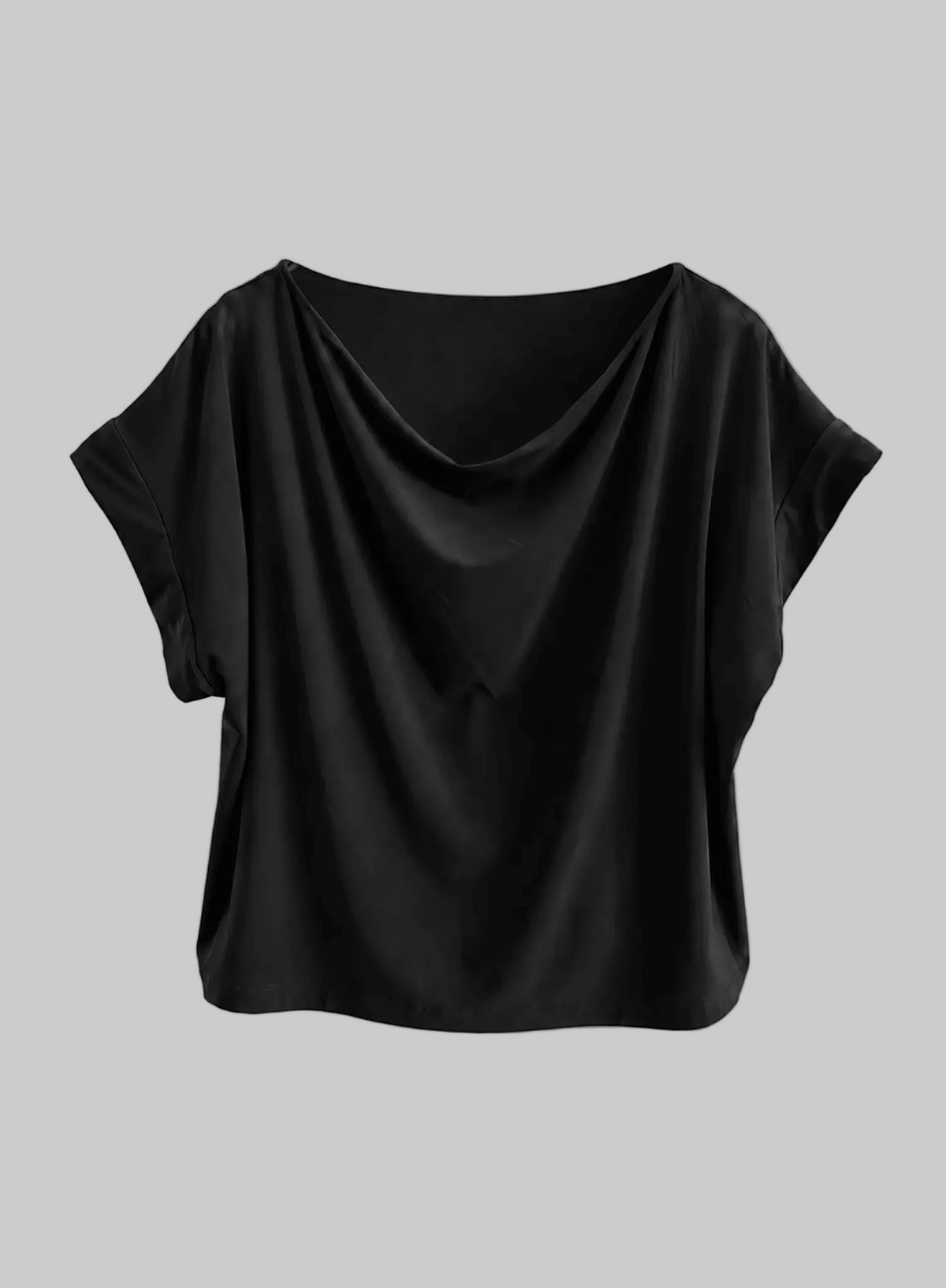 Cowl Neck Tee - Black - Meg