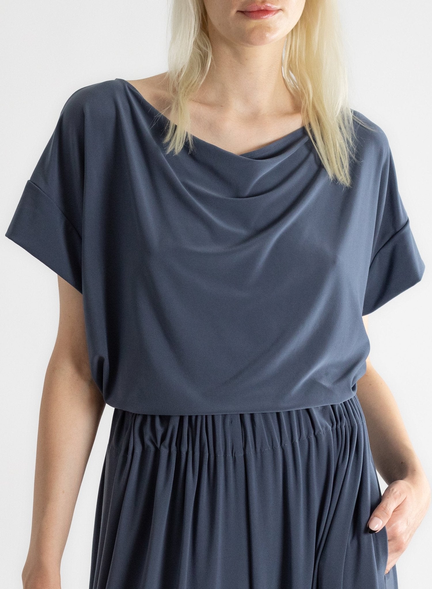 Cowl Neck Tee - Charcoal - Meg