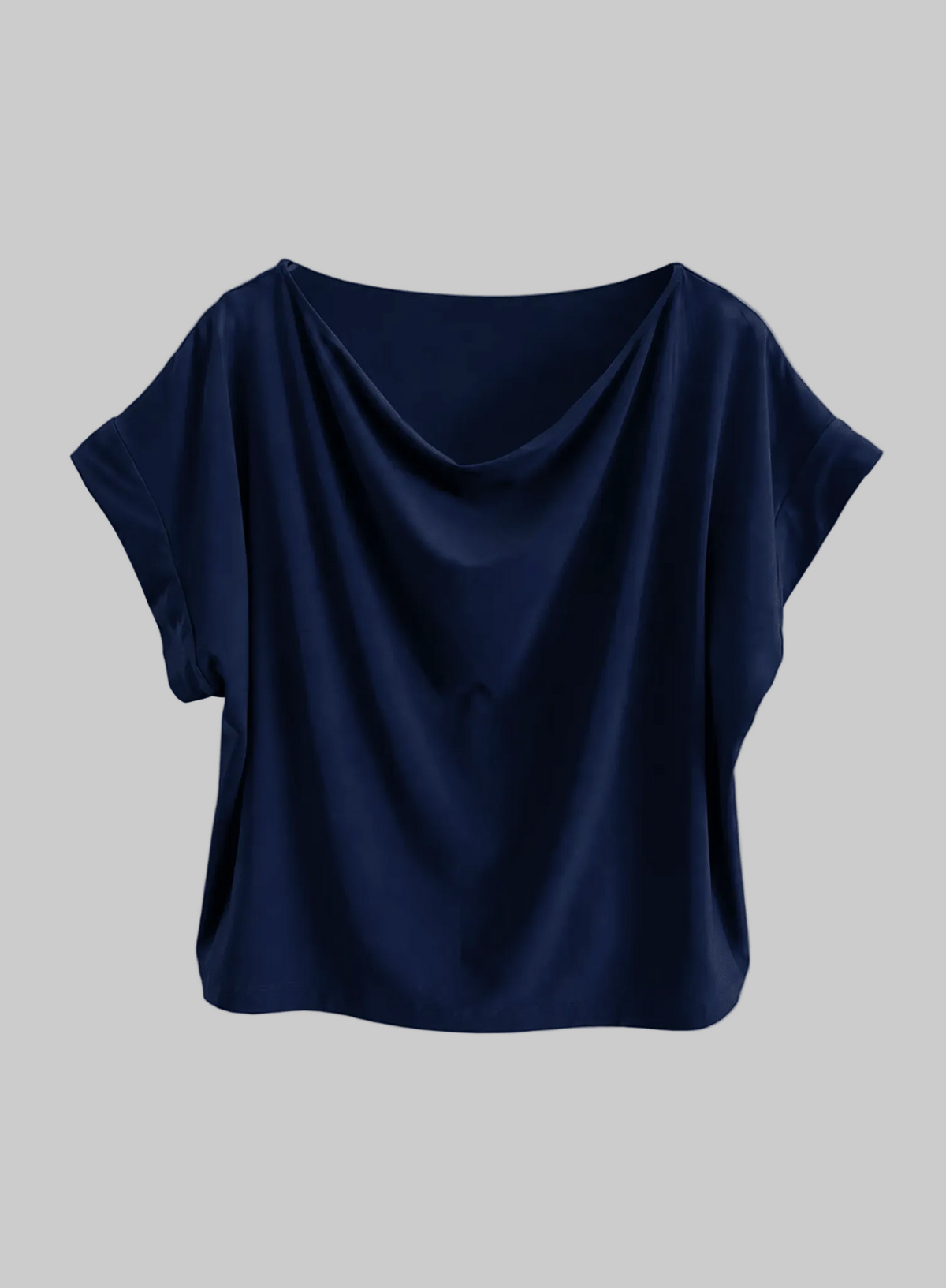 Cowl Neck Tee - Navy - Meg