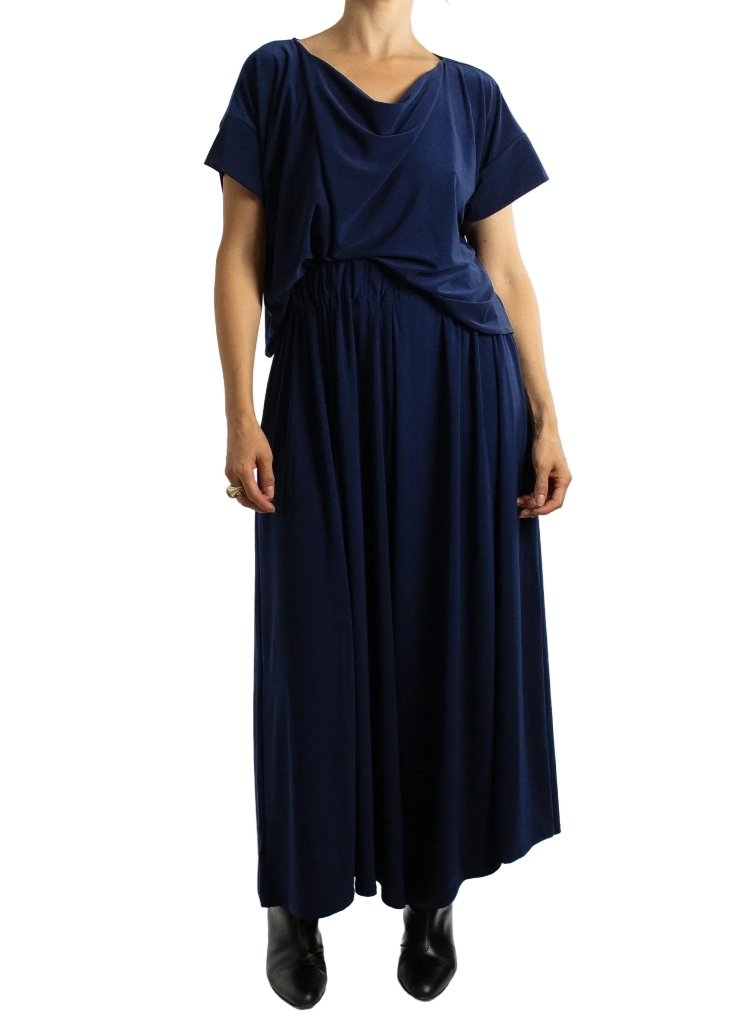 Cowl Neck Tee - Navy - Meg