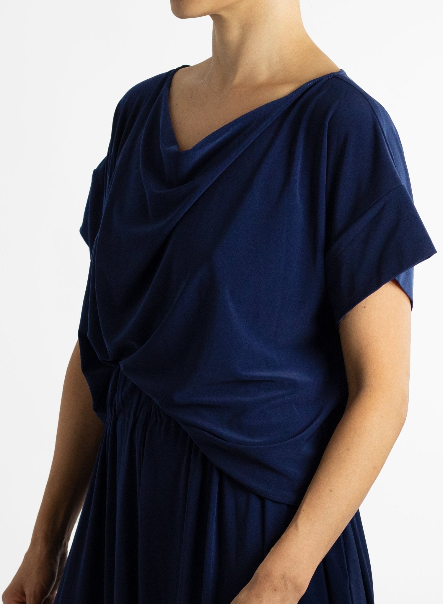 Cowl Neck Tee - Navy - Meg