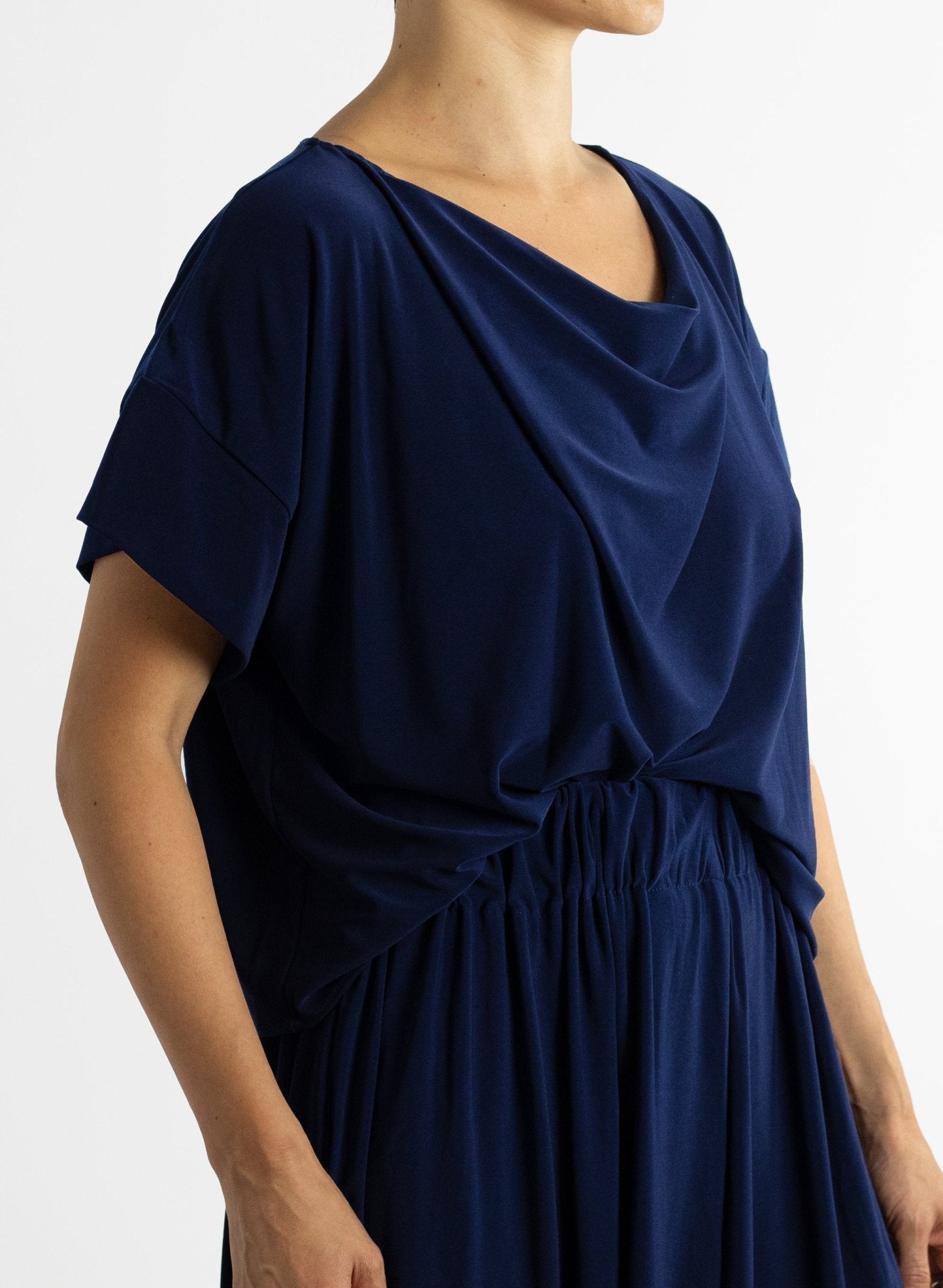 Cowl Neck Tee - Navy - Meg